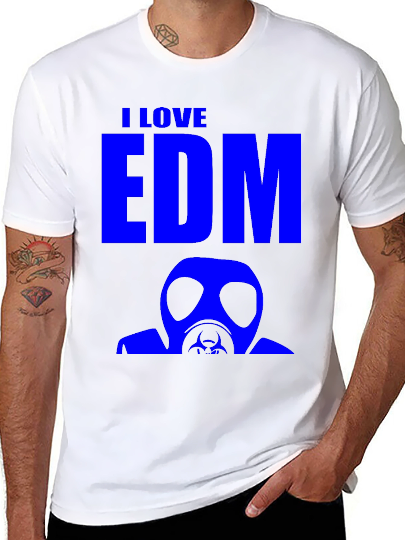 I Love EDM Gas Mask Graphic T-Shirt - Black