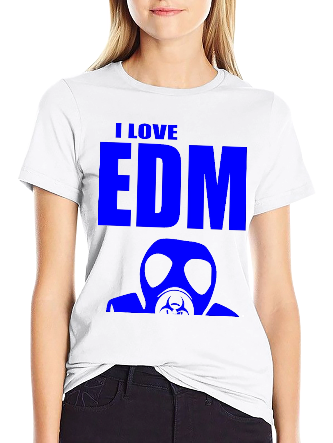 I Love EDM Gas Mask Graphic T-Shirt - Black