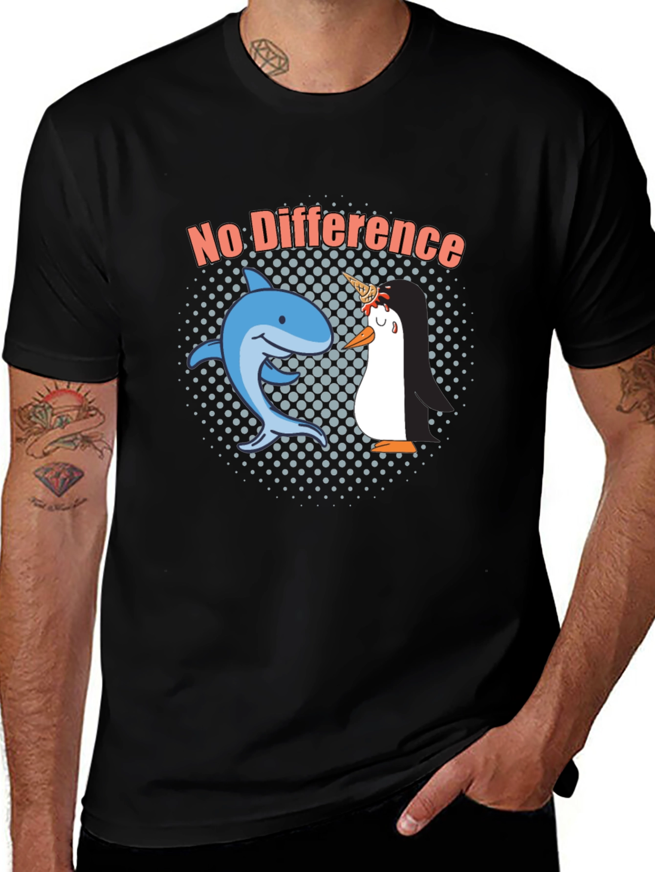 No Difference Shark Penguin Graphic Tee
