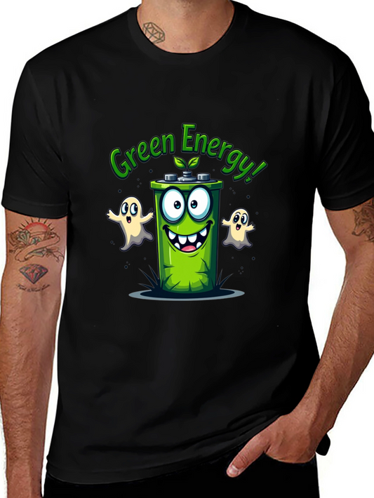 Green Energy T-Shirt - Cartoon Battery Design