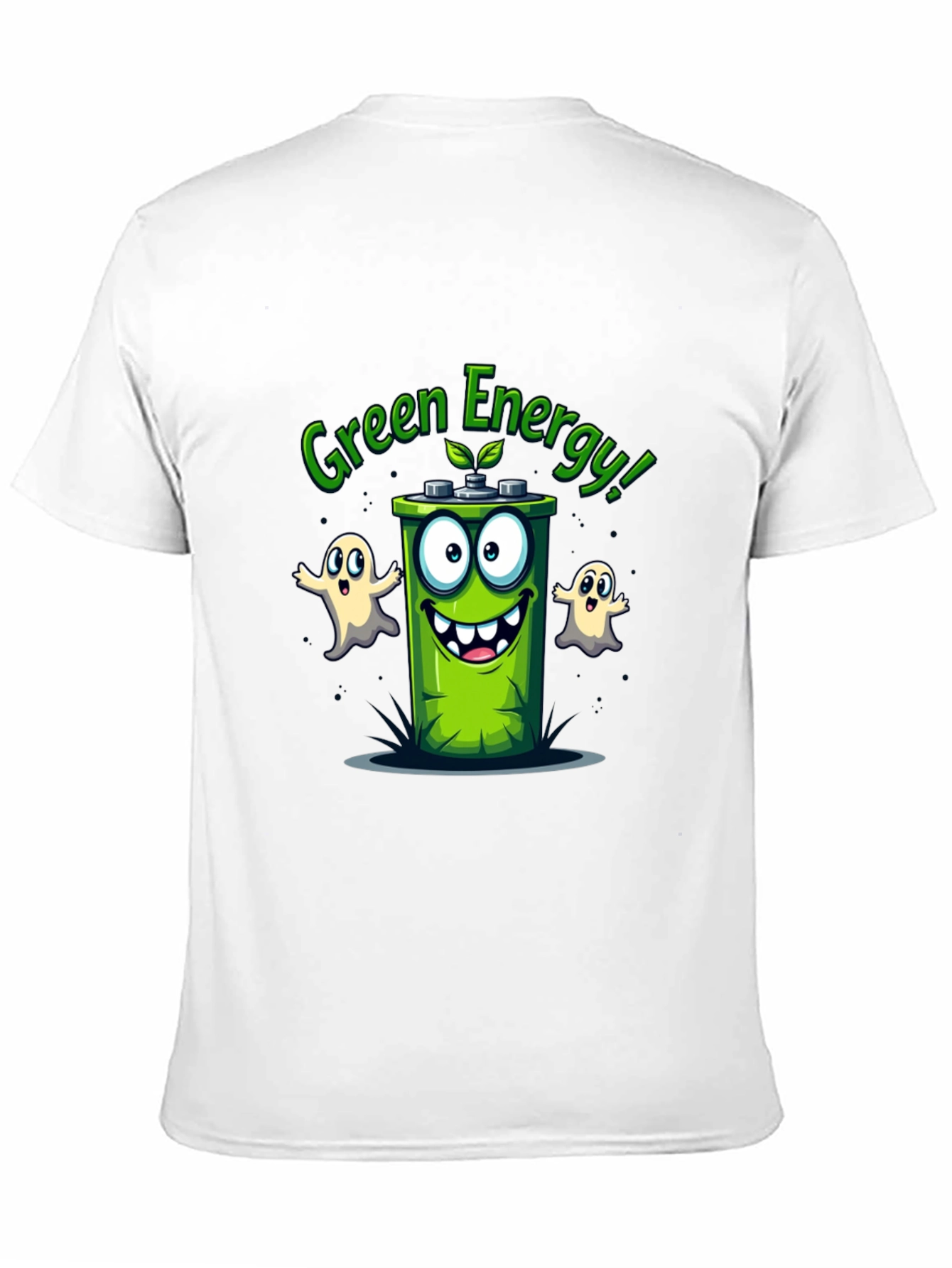 Green Energy T-Shirt - Cartoon Battery Design