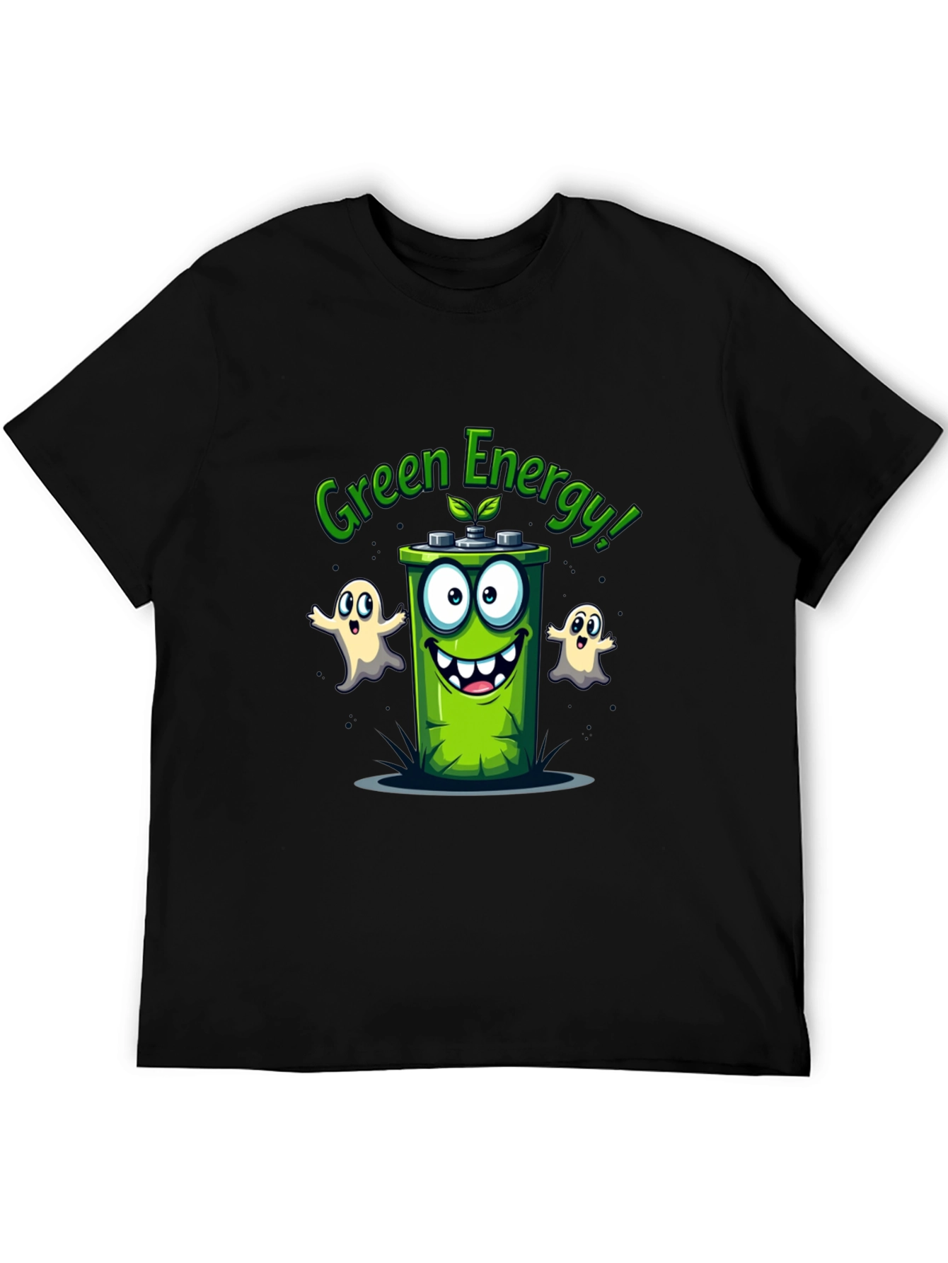 Green Energy T-Shirt - Cartoon Battery Design