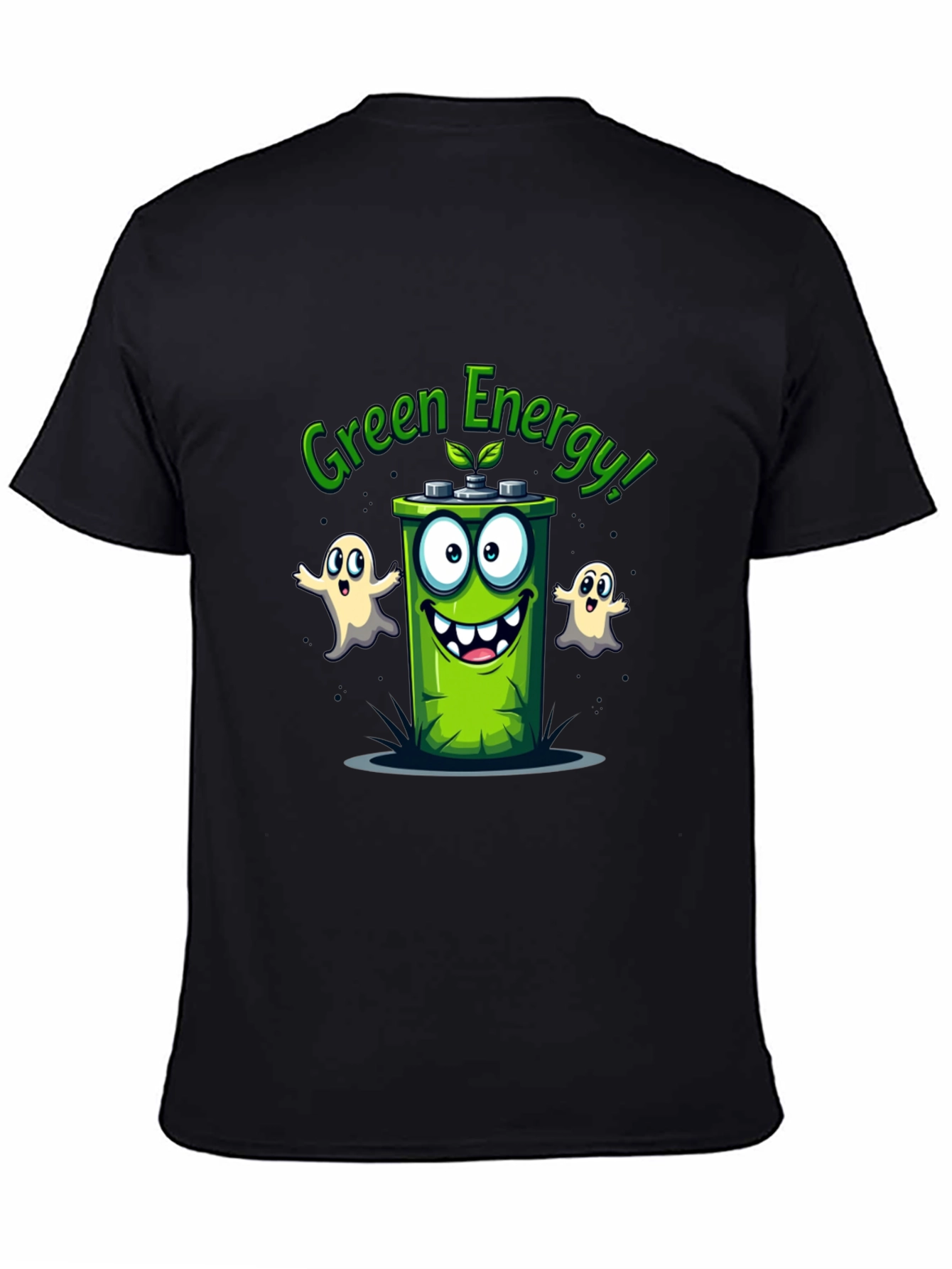 Green Energy T-Shirt - Cartoon Battery Design