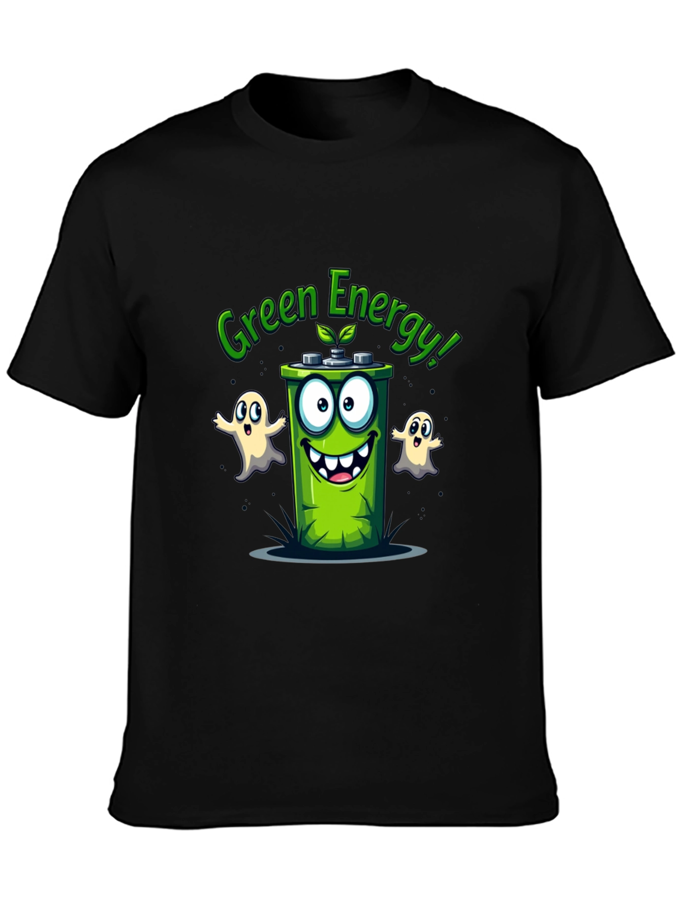Green Energy T-Shirt - Cartoon Battery Design