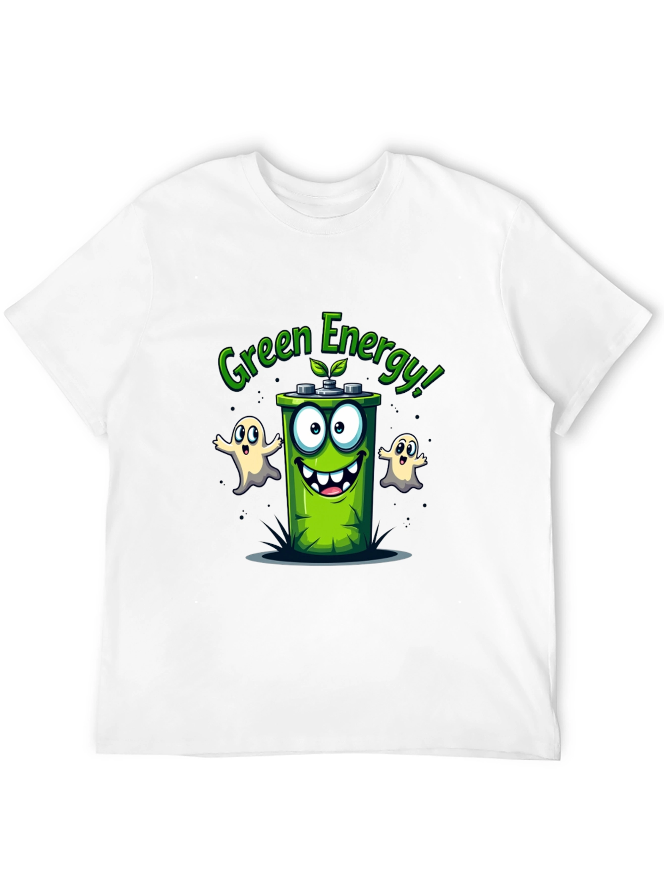 Green Energy T-Shirt - Cartoon Battery Design