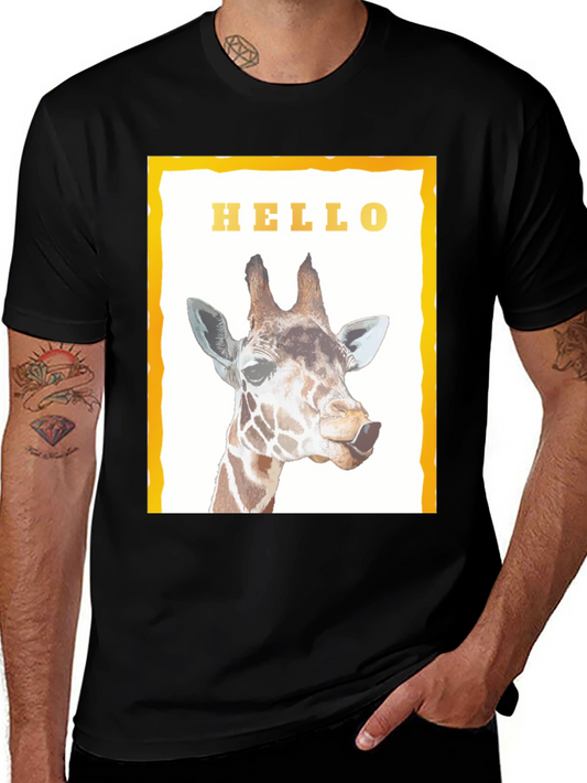 Giraffe Hello Graphic Print T-Shirt - Stylish Unisex Tee