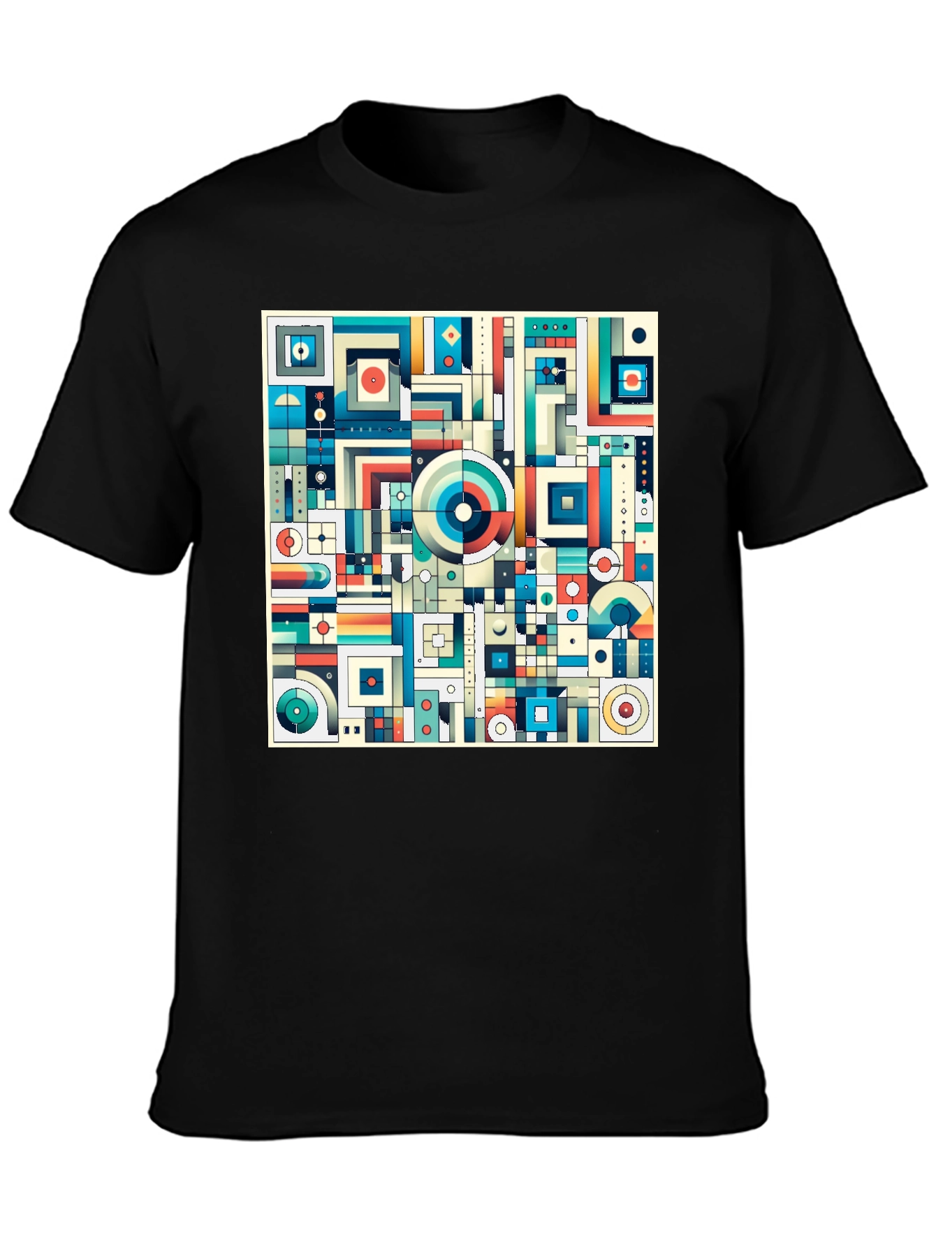 Geometric Abstract Print Black T-Shirt