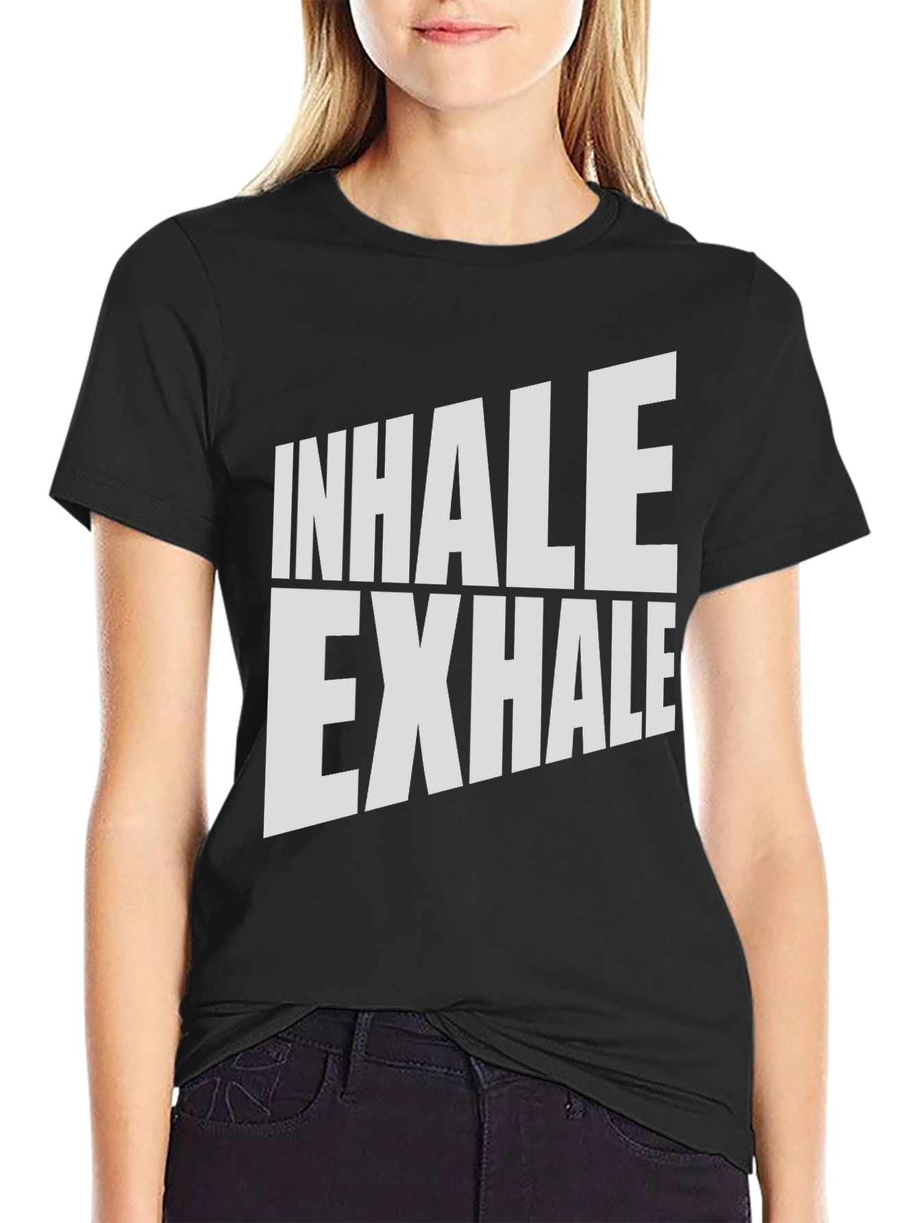 Inhale Exhale Graphic T-Shirt - Black