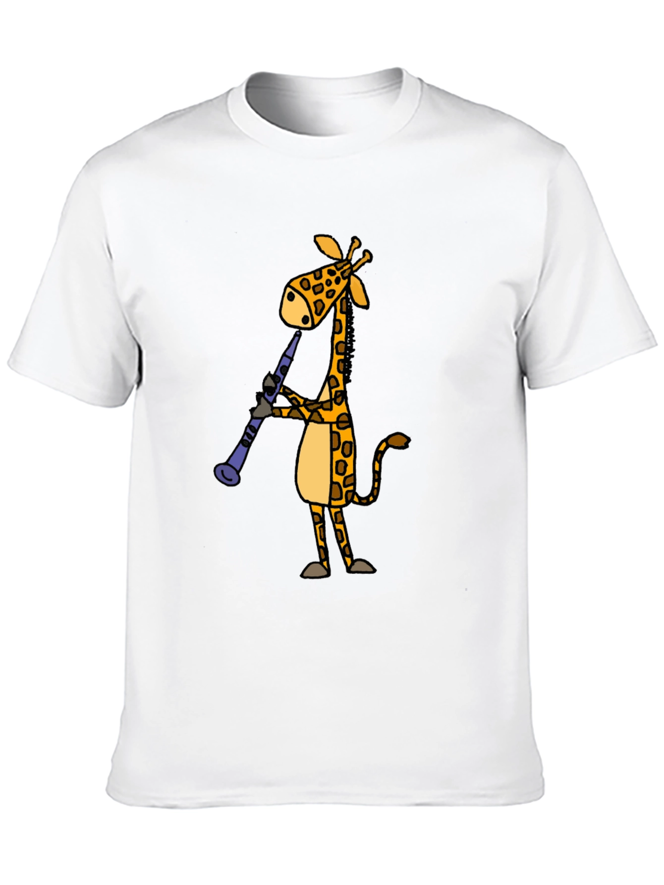 Giraffe Clarinet Player Black T-Shirt