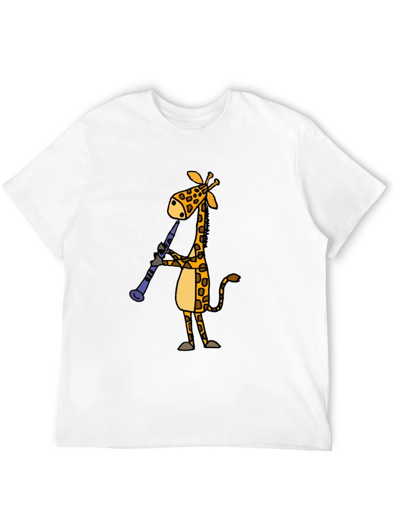 Giraffe Clarinet Player Black T-Shirt