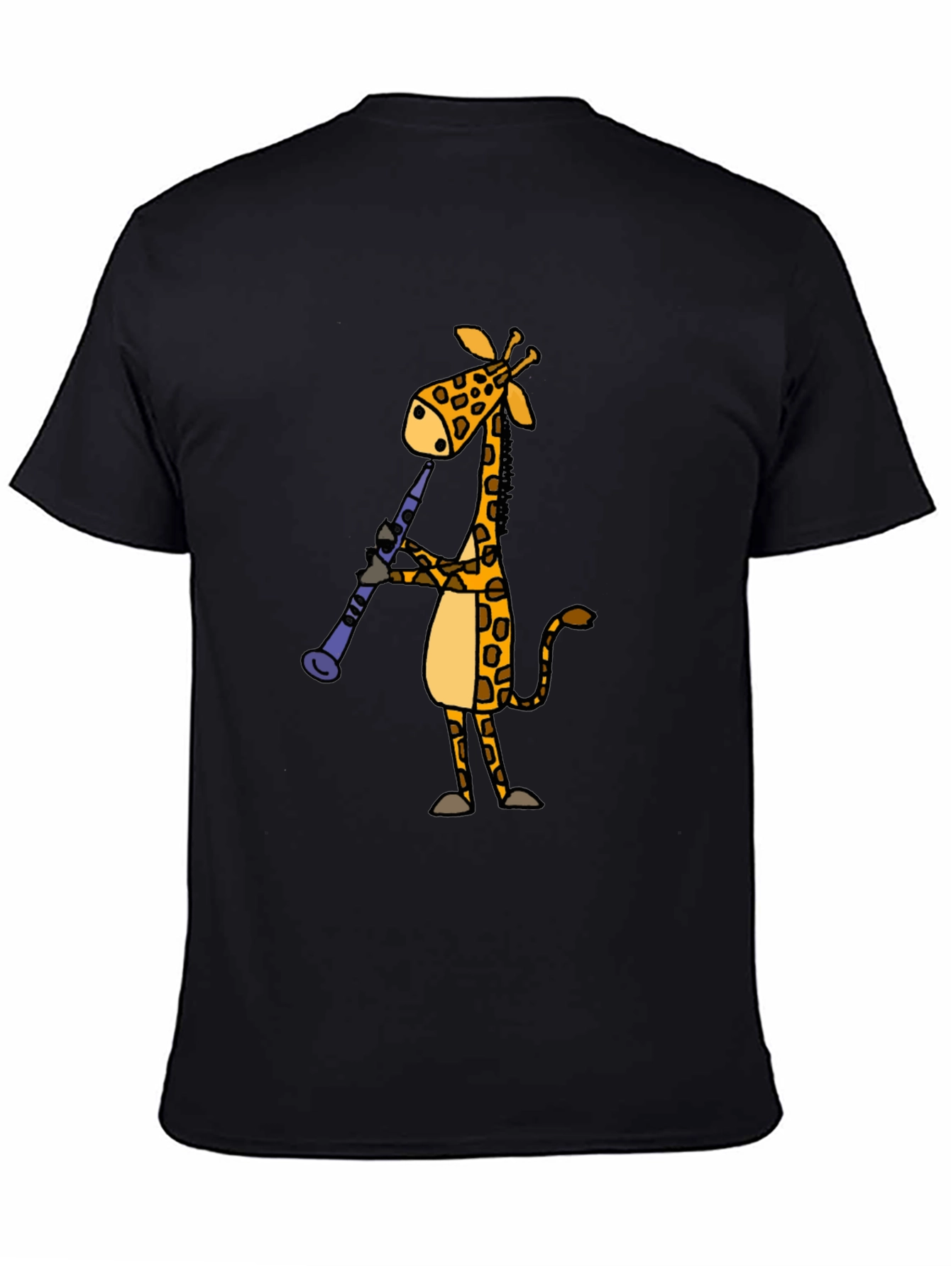 Giraffe Clarinet Player Black T-Shirt