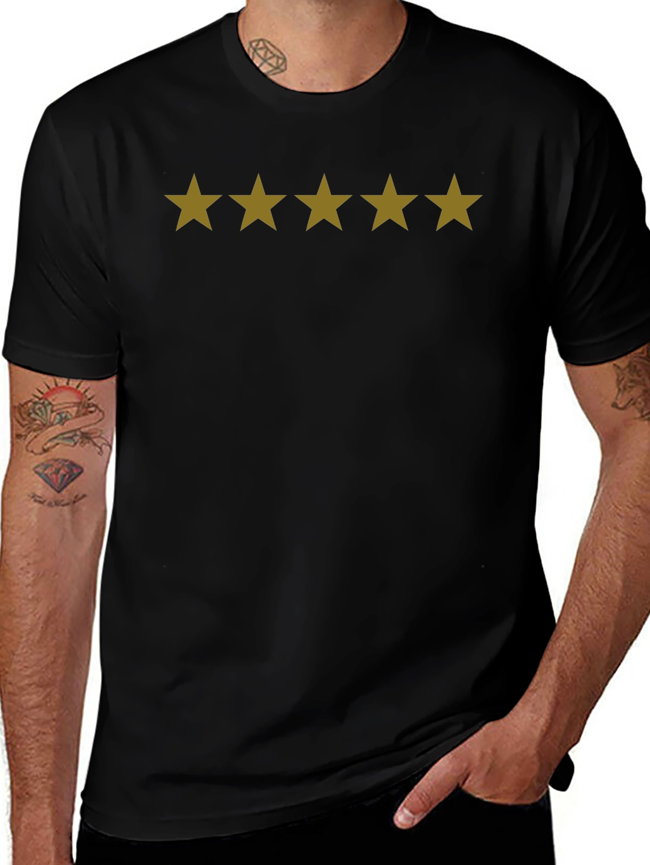 Five Star T-Shirt - Premium Quality Black Tee