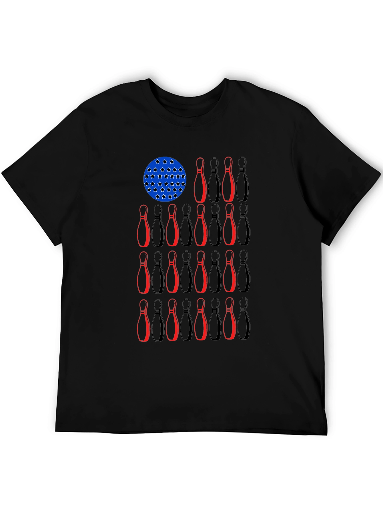 Bowling Pin USA Flag Graphic Tee