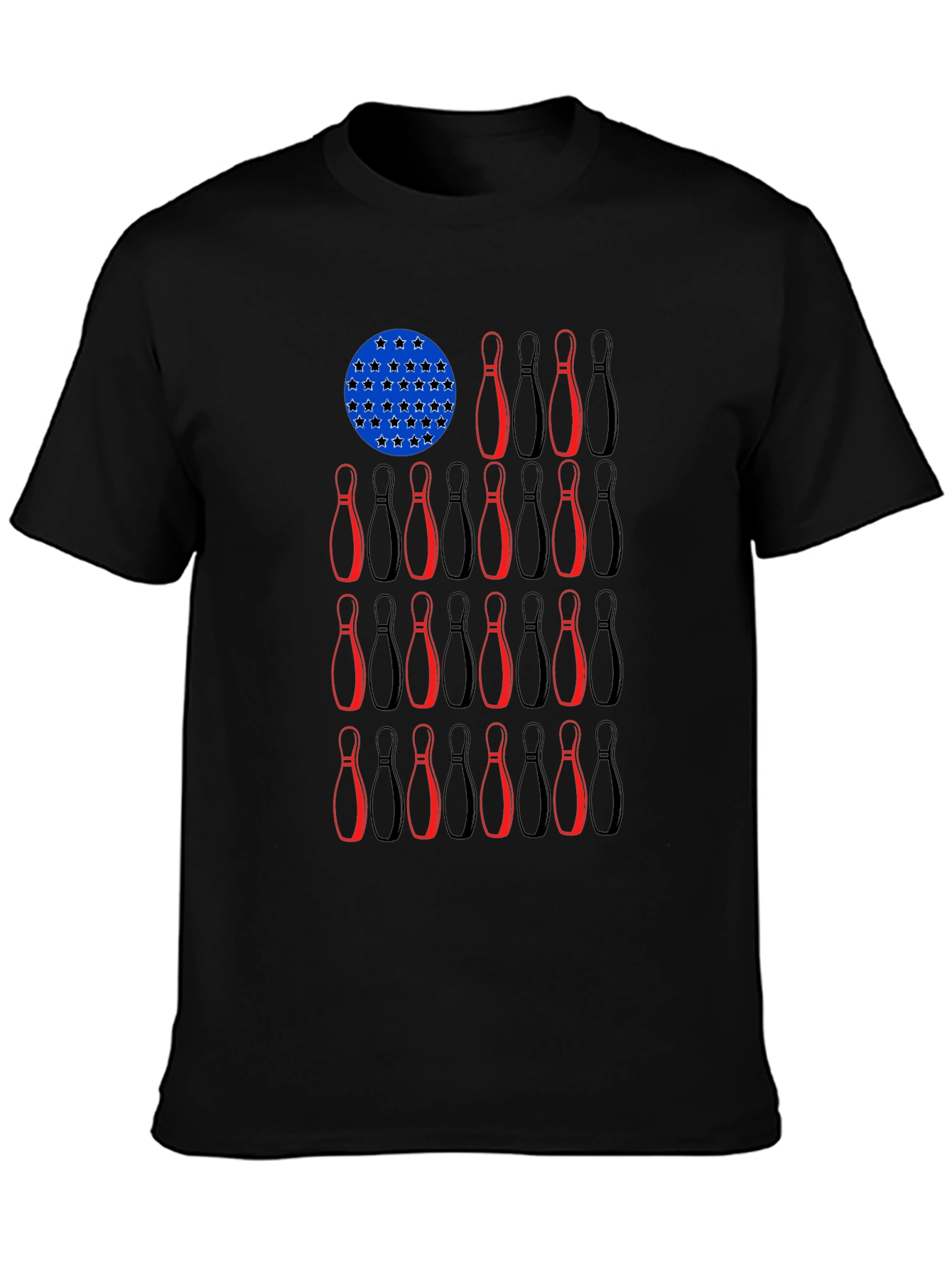 Bowling Pin USA Flag Graphic Tee