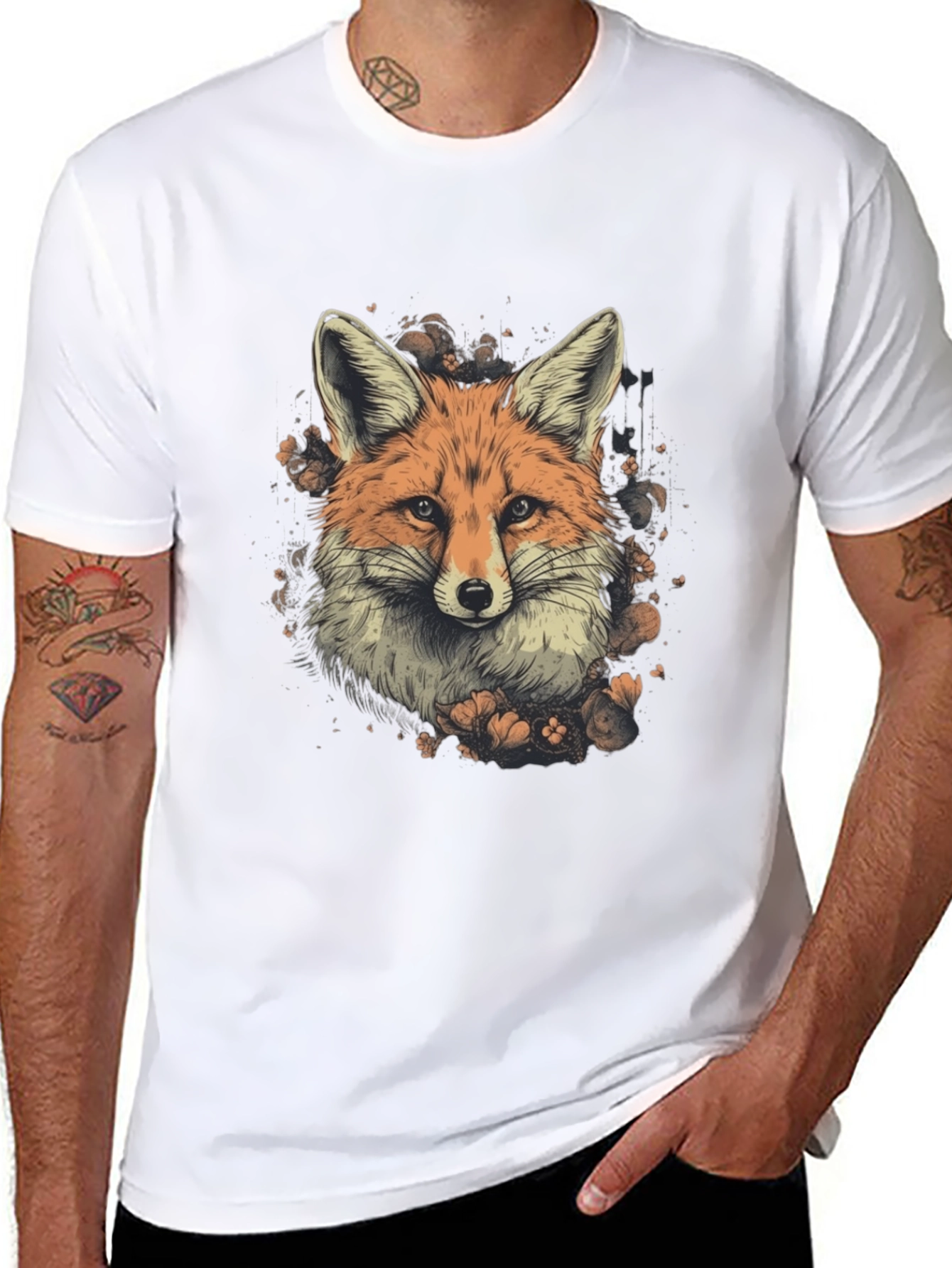 Fox Graphic Print T-Shirt - Stylish Animal Tee