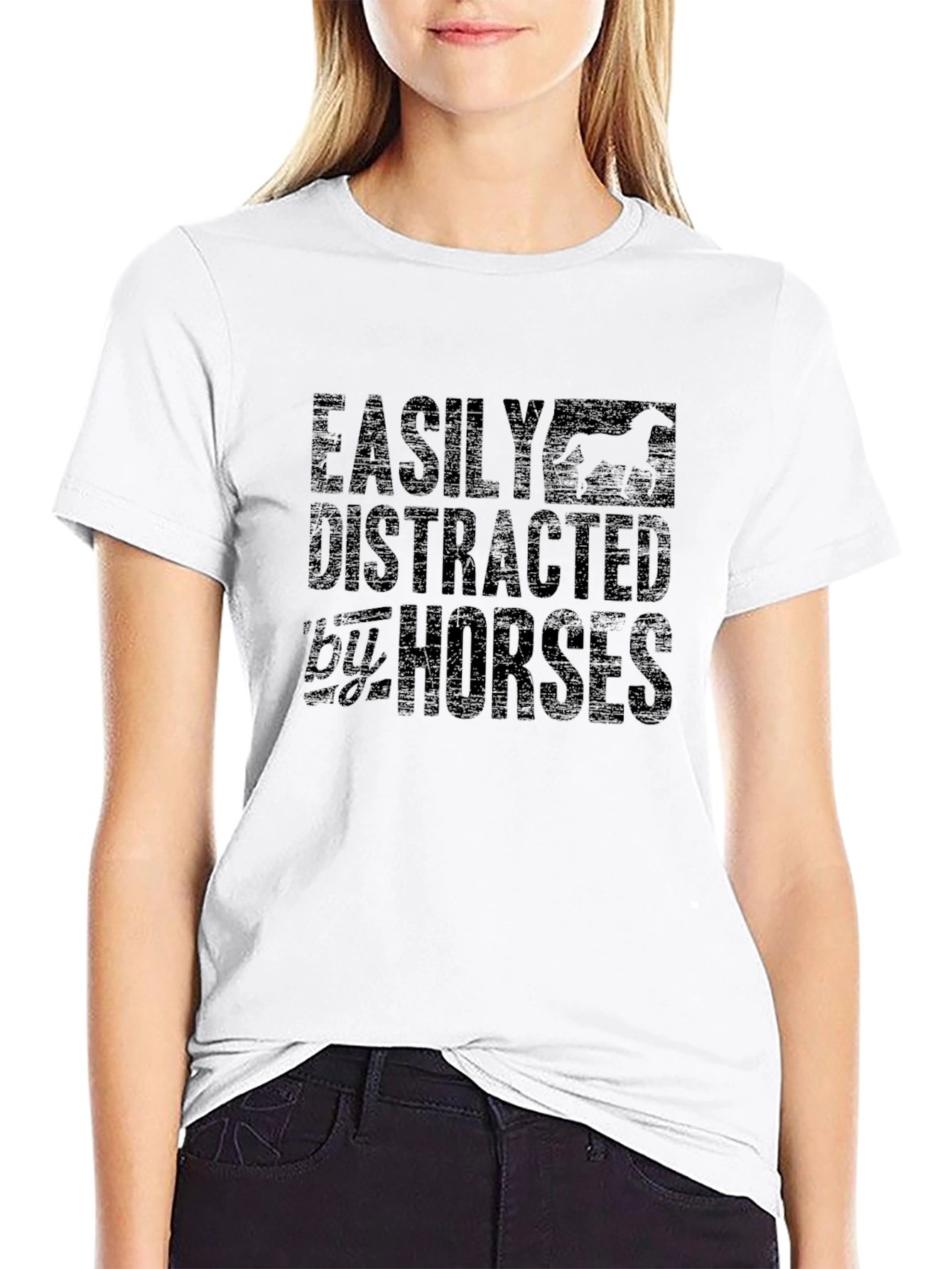 Easily Distracted by Horses Black Graphic Tee