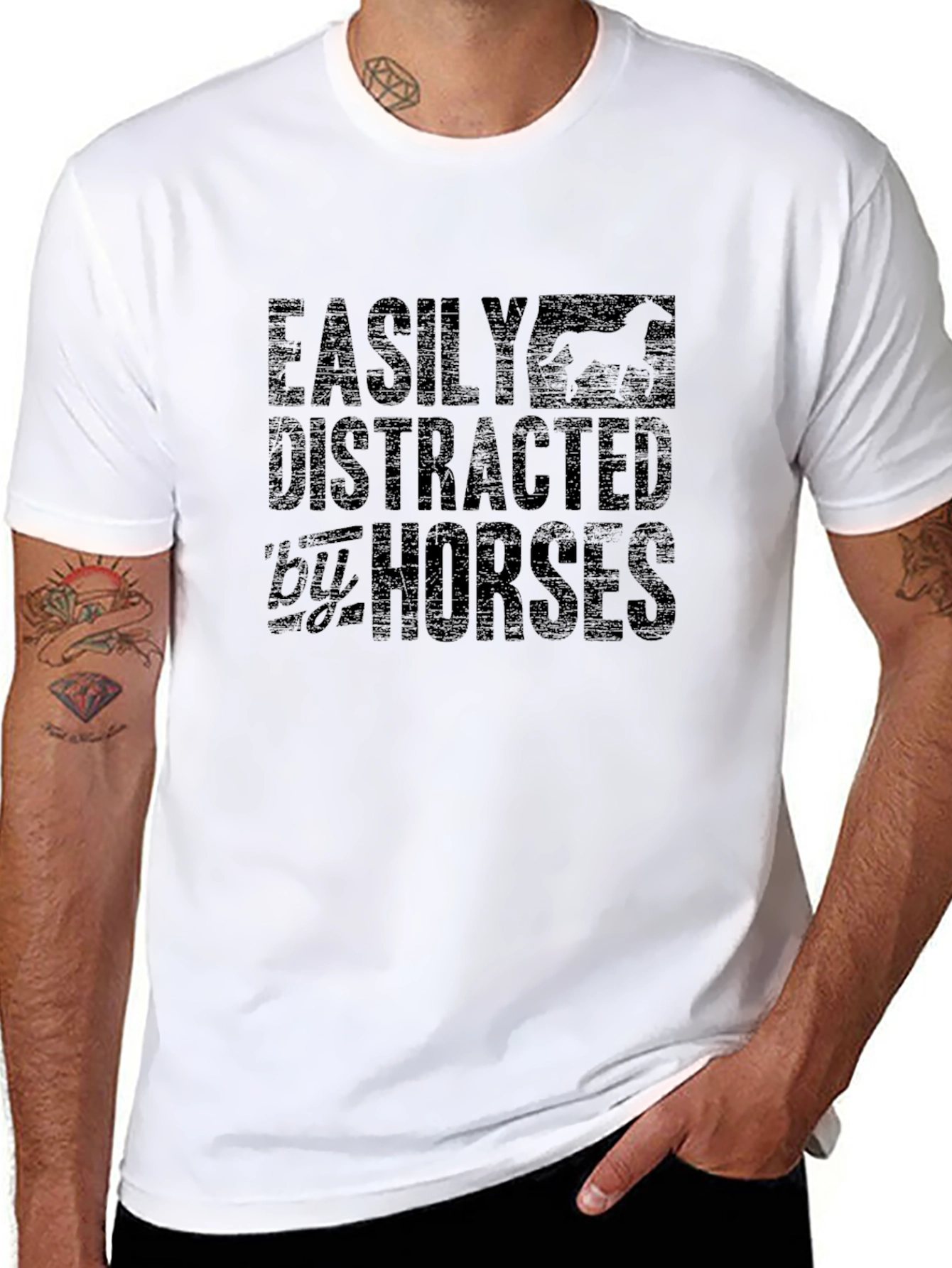 Easily Distracted by Horses Black Graphic Tee