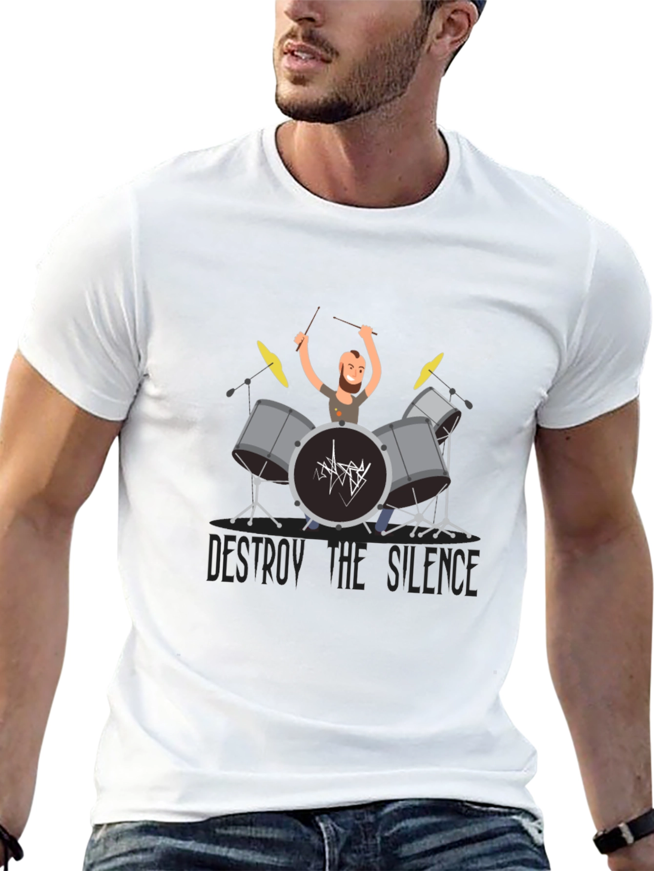 Destroy the Silence Drummer Graphic T-Shirt