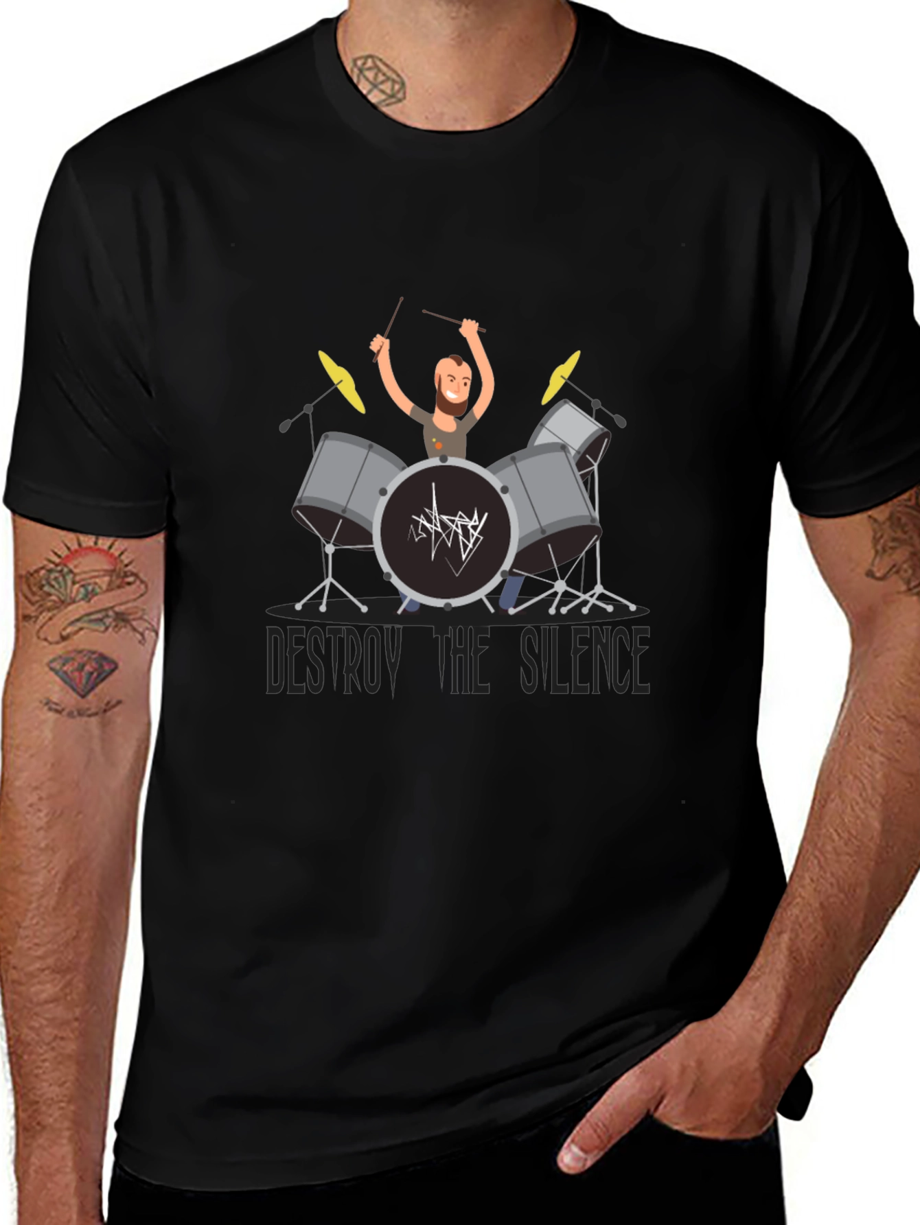 Destroy the Silence Drummer Graphic T-Shirt