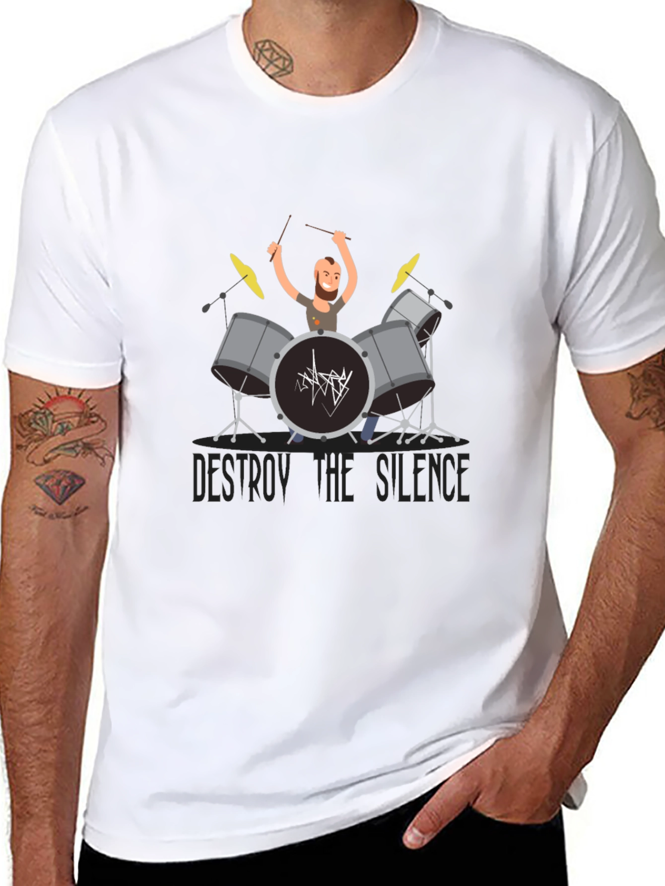 Destroy the Silence Drummer Graphic T-Shirt