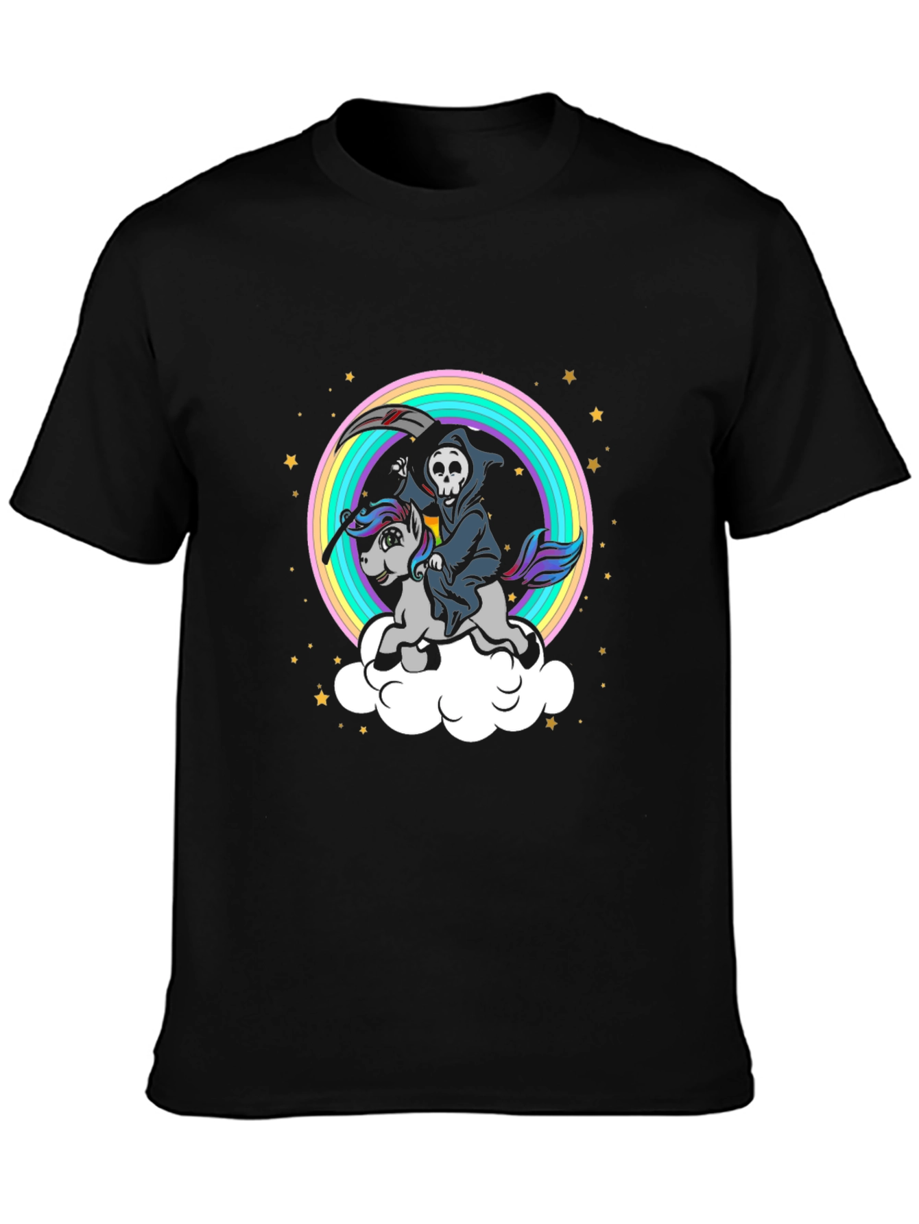 Grim Reaper Unicorn Rainbow T-Shirt