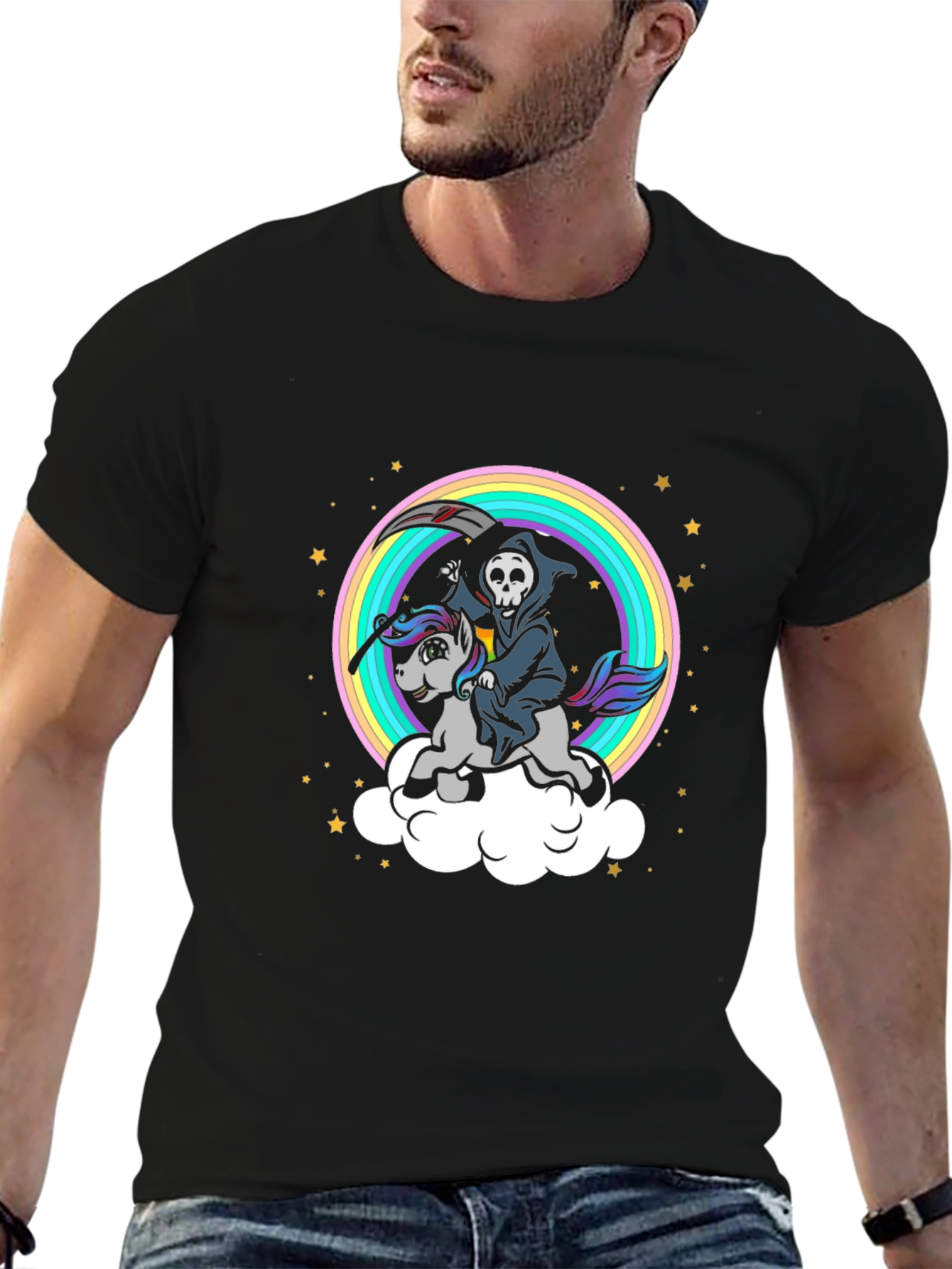 Grim Reaper Unicorn Rainbow T-Shirt