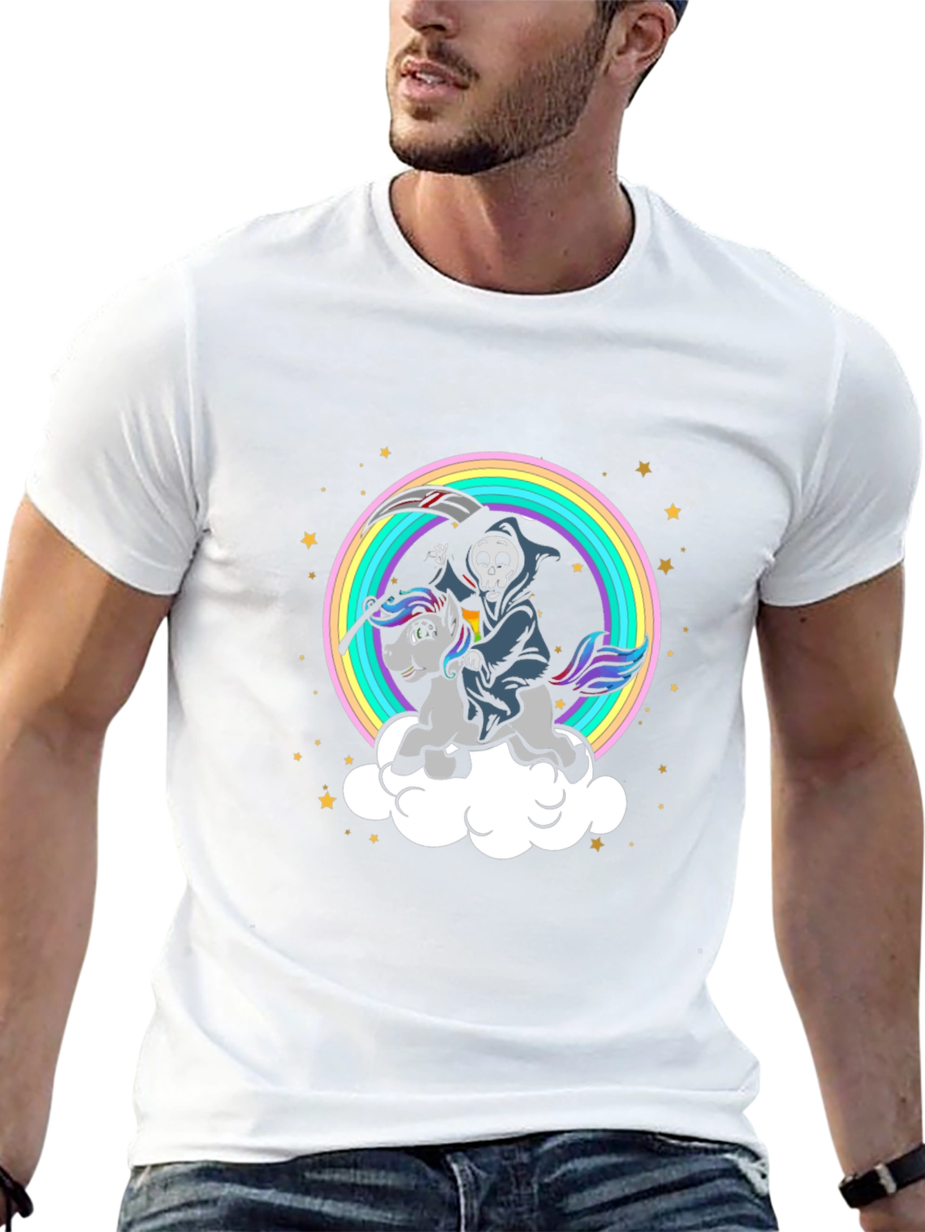 Grim Reaper Unicorn Rainbow T-Shirt