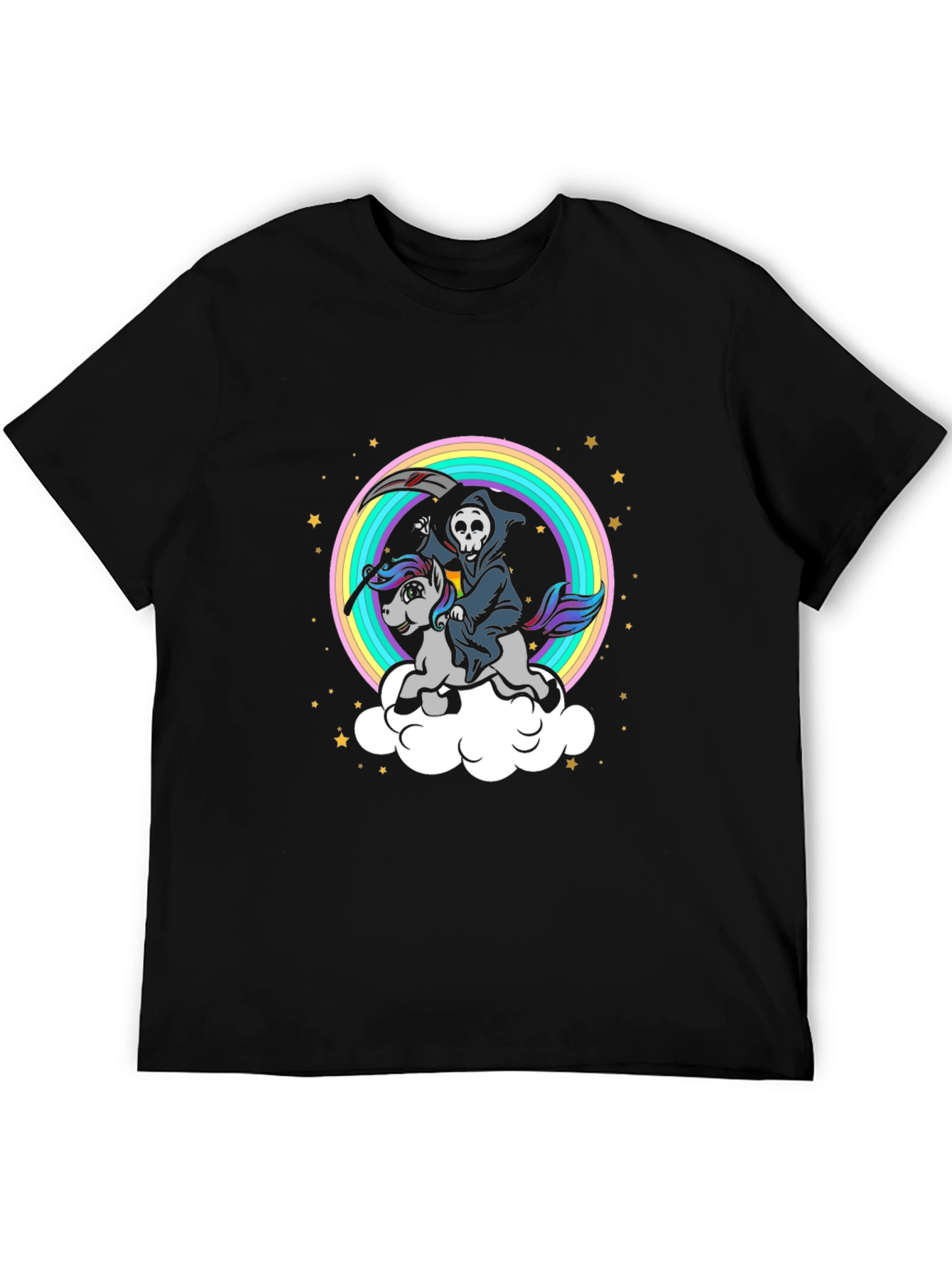 Grim Reaper Unicorn Rainbow T-Shirt