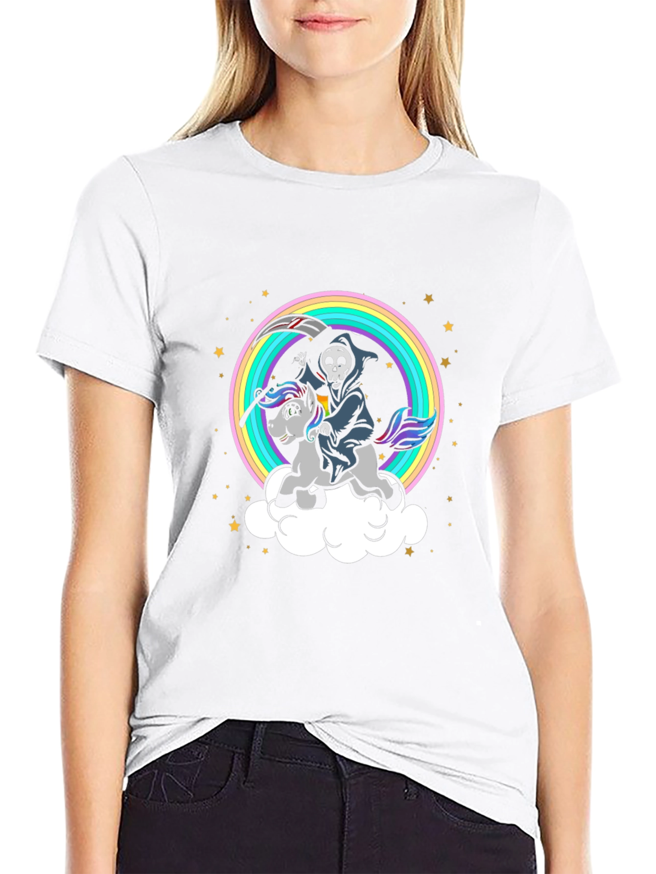Grim Reaper Unicorn Rainbow T-Shirt