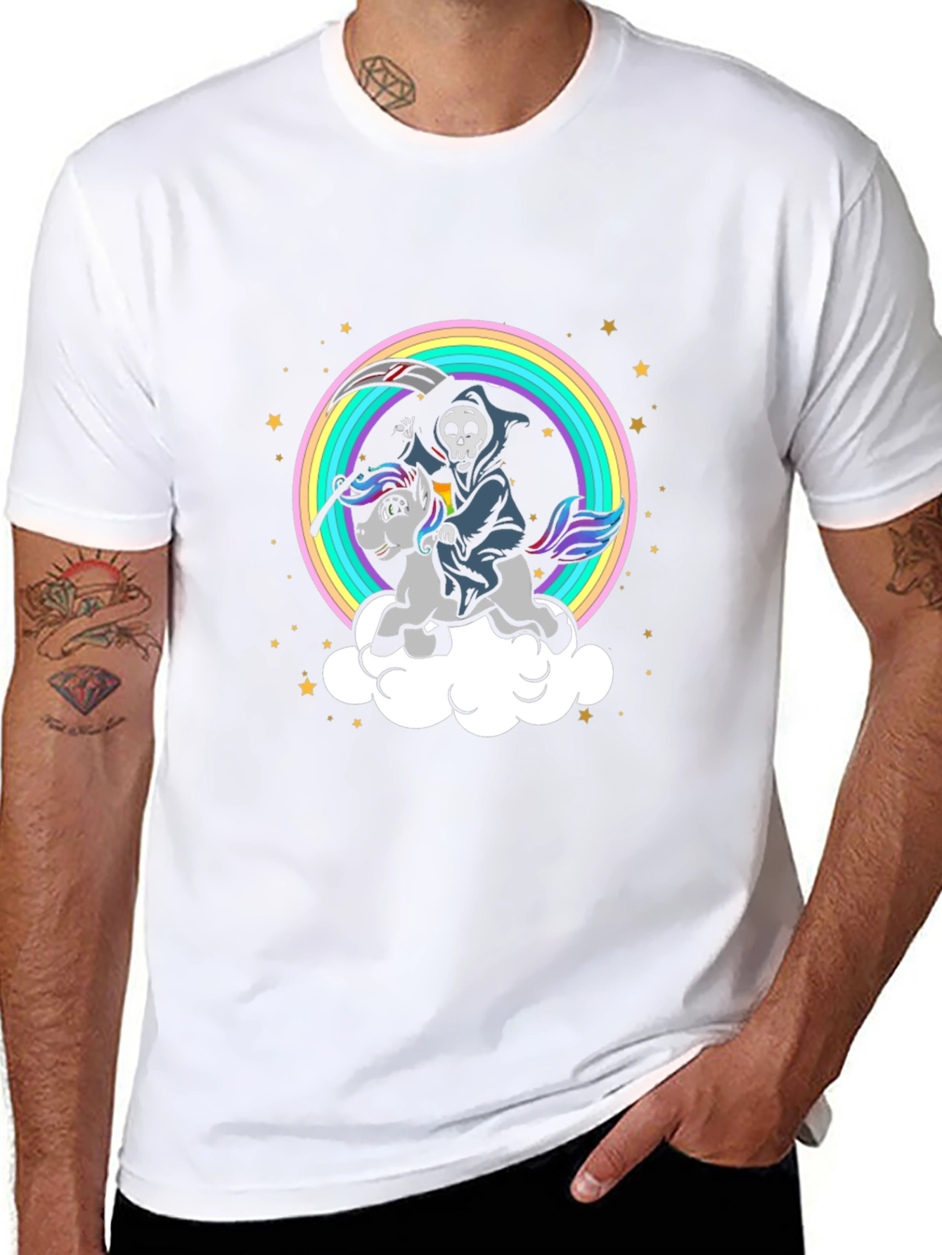 Grim Reaper Unicorn Rainbow T-Shirt