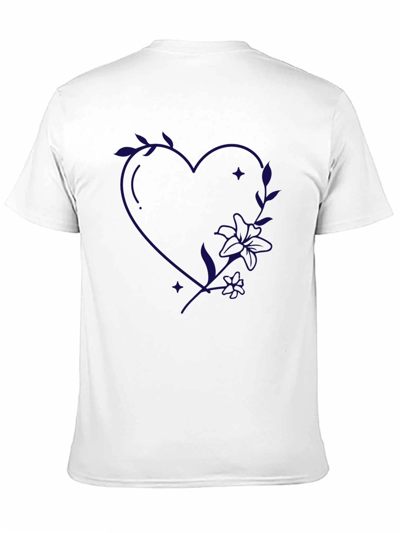 Floral Heart Print Black T-Shirt