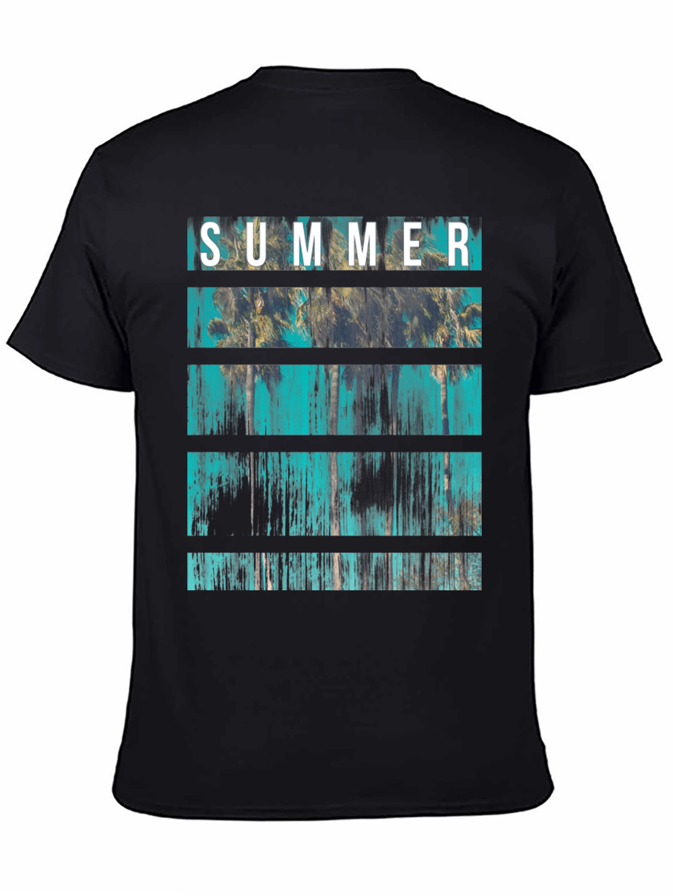 Summer Palm Tree Graphic Print Crew Neck T-Shirt
