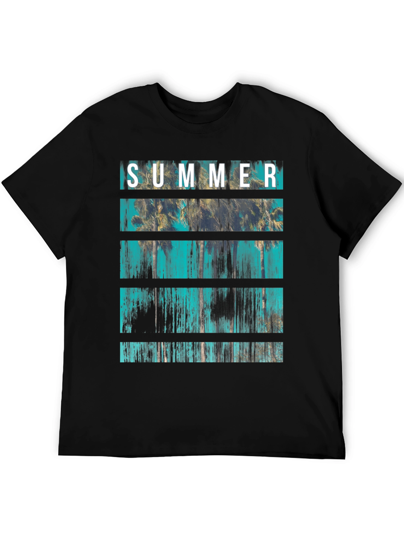 Summer Palm Tree Graphic Print Crew Neck T-Shirt