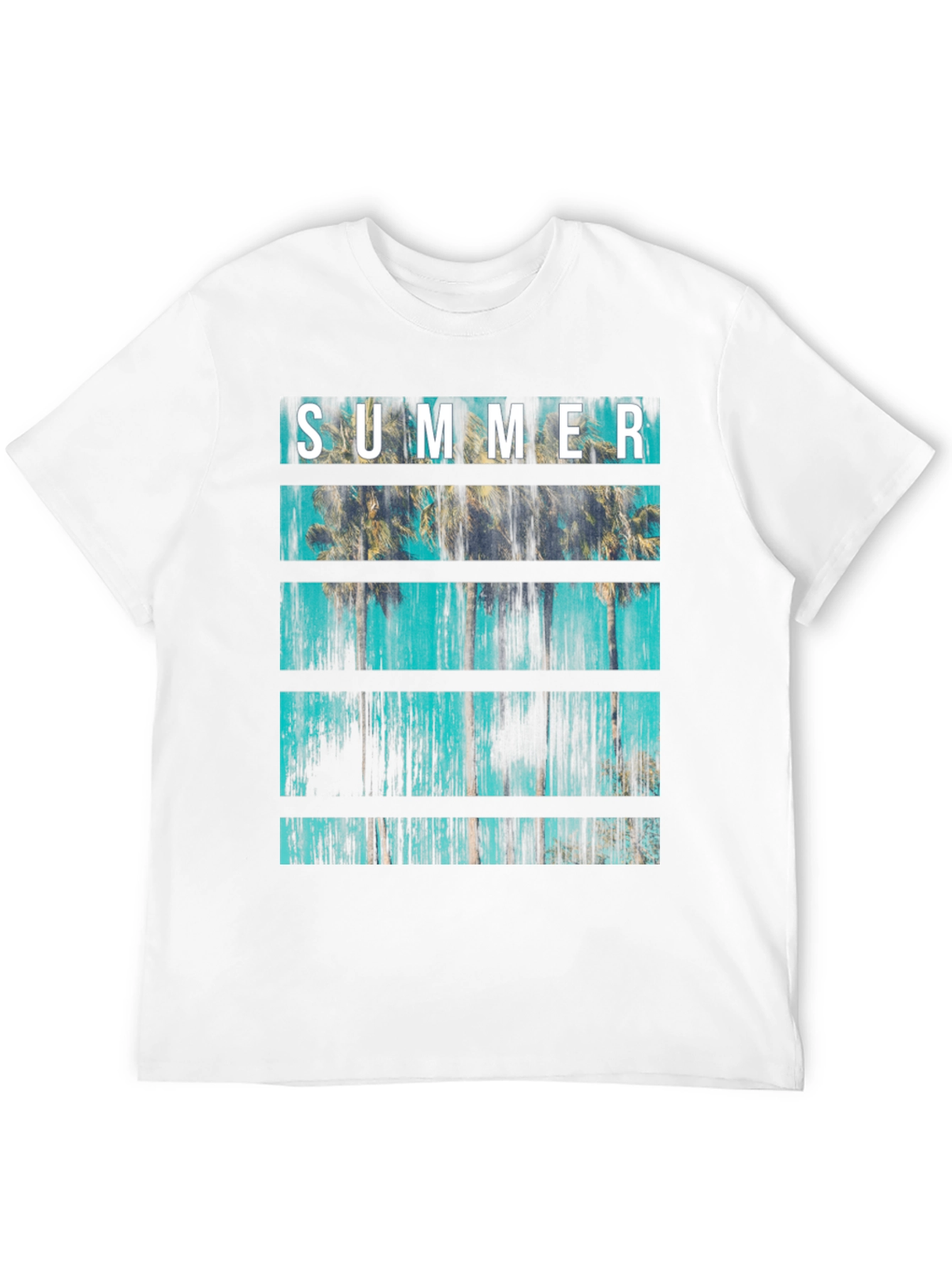 Summer Palm Tree Graphic Print Crew Neck T-Shirt