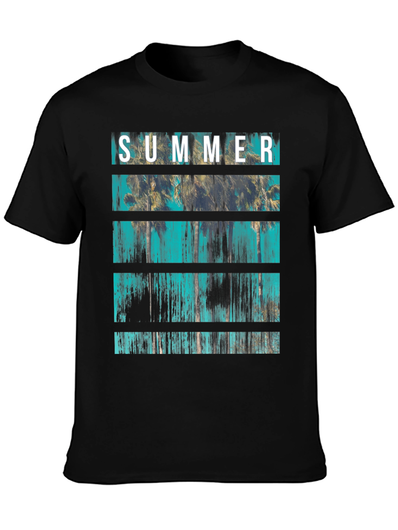 Summer Palm Tree Graphic Print Crew Neck T-Shirt