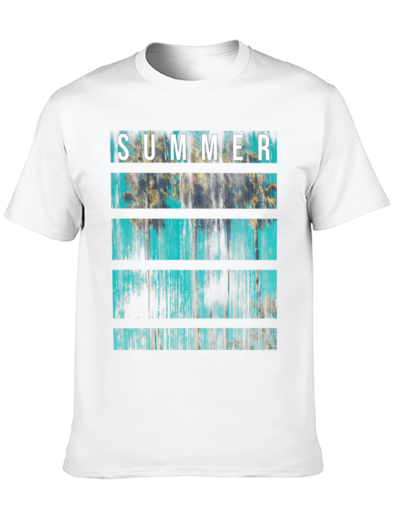 Summer Palm Tree Graphic Print Crew Neck T-Shirt