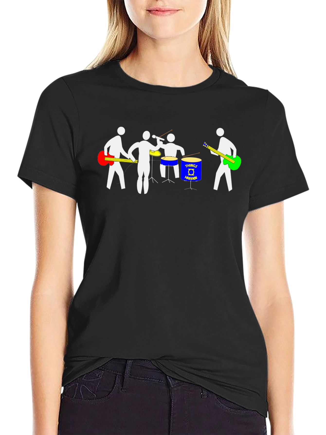 Band Graphic Tee - Black Cotton T-Shirt