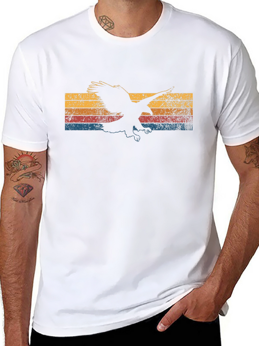 Retro Eagle Graphic Tee - Black Cotton T-Shirt