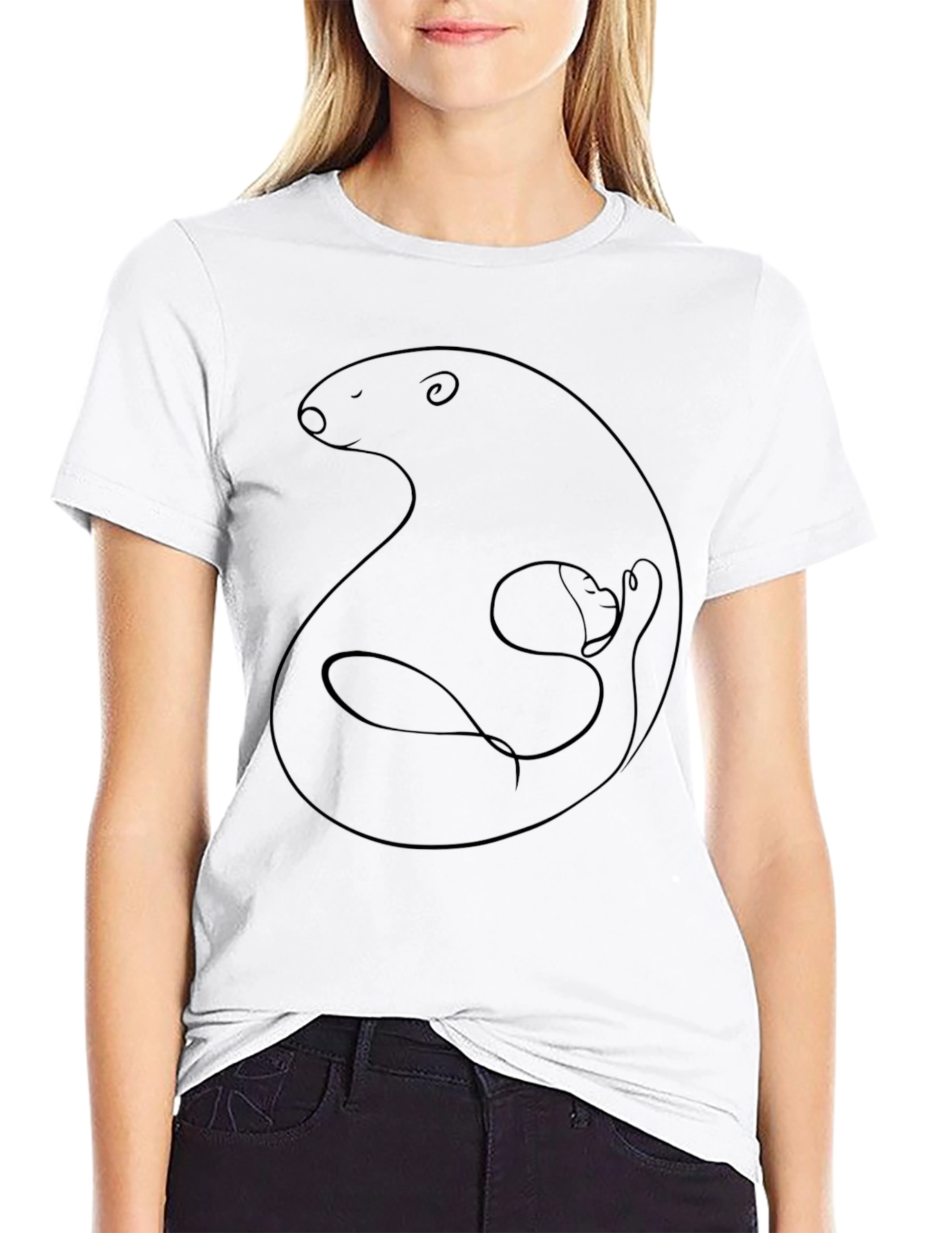 Bear & Cub Graphic Tee - Black Cotton Blend