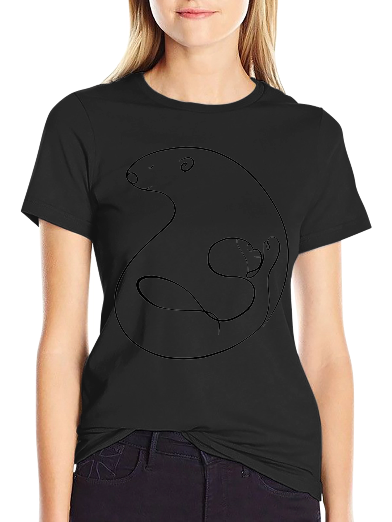 Bear & Cub Graphic Tee - Black Cotton Blend