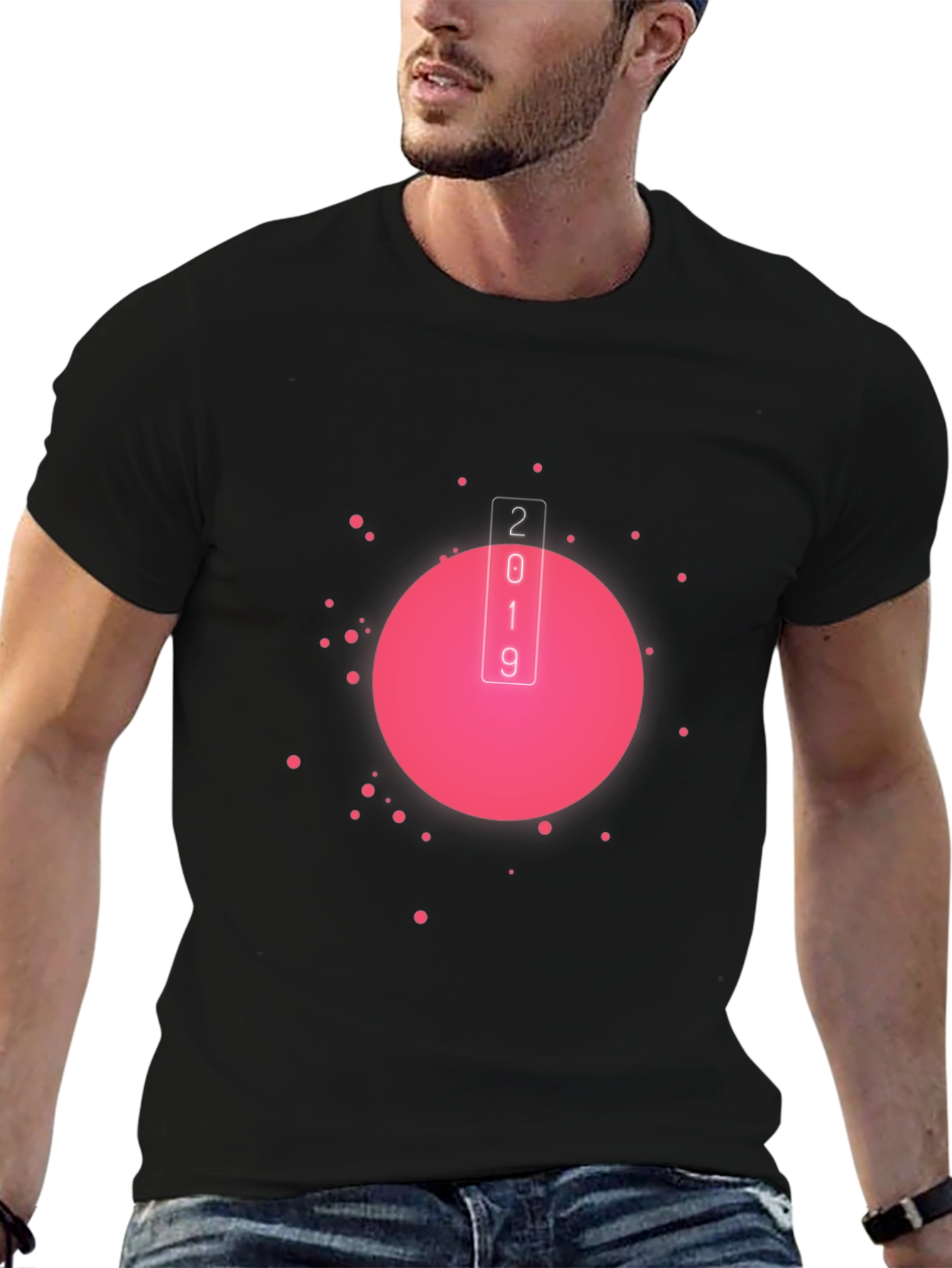 Retro Pink Circle Black T-Shirt - 2019 Design
