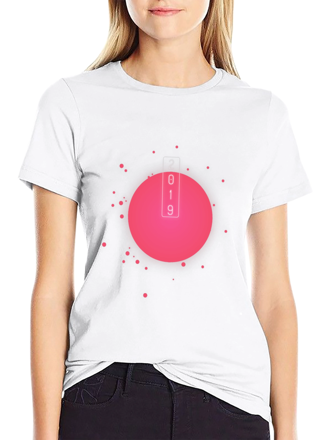 Retro Pink Circle Black T-Shirt - 2019 Design