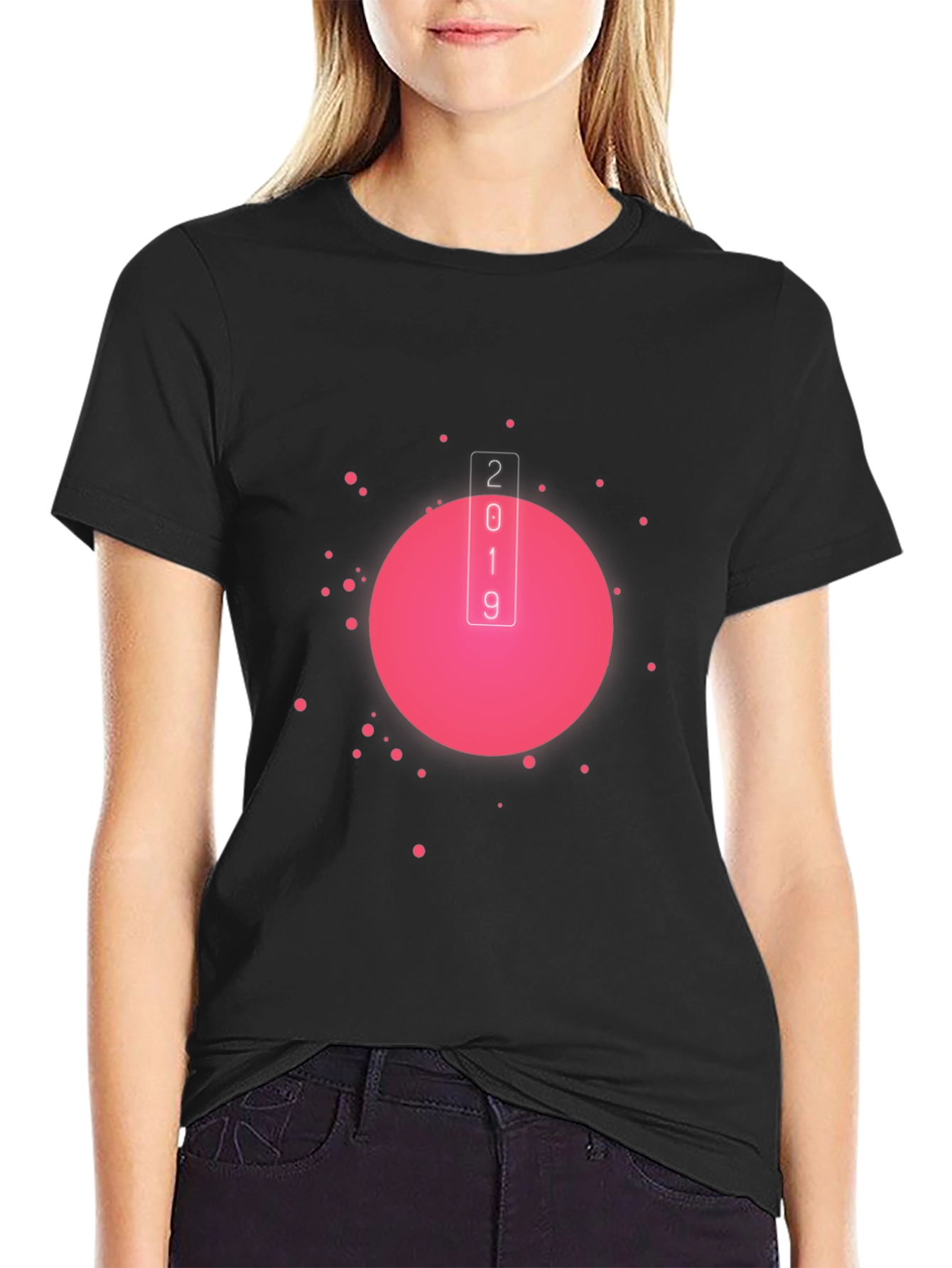 Retro Pink Circle Black T-Shirt - 2019 Design