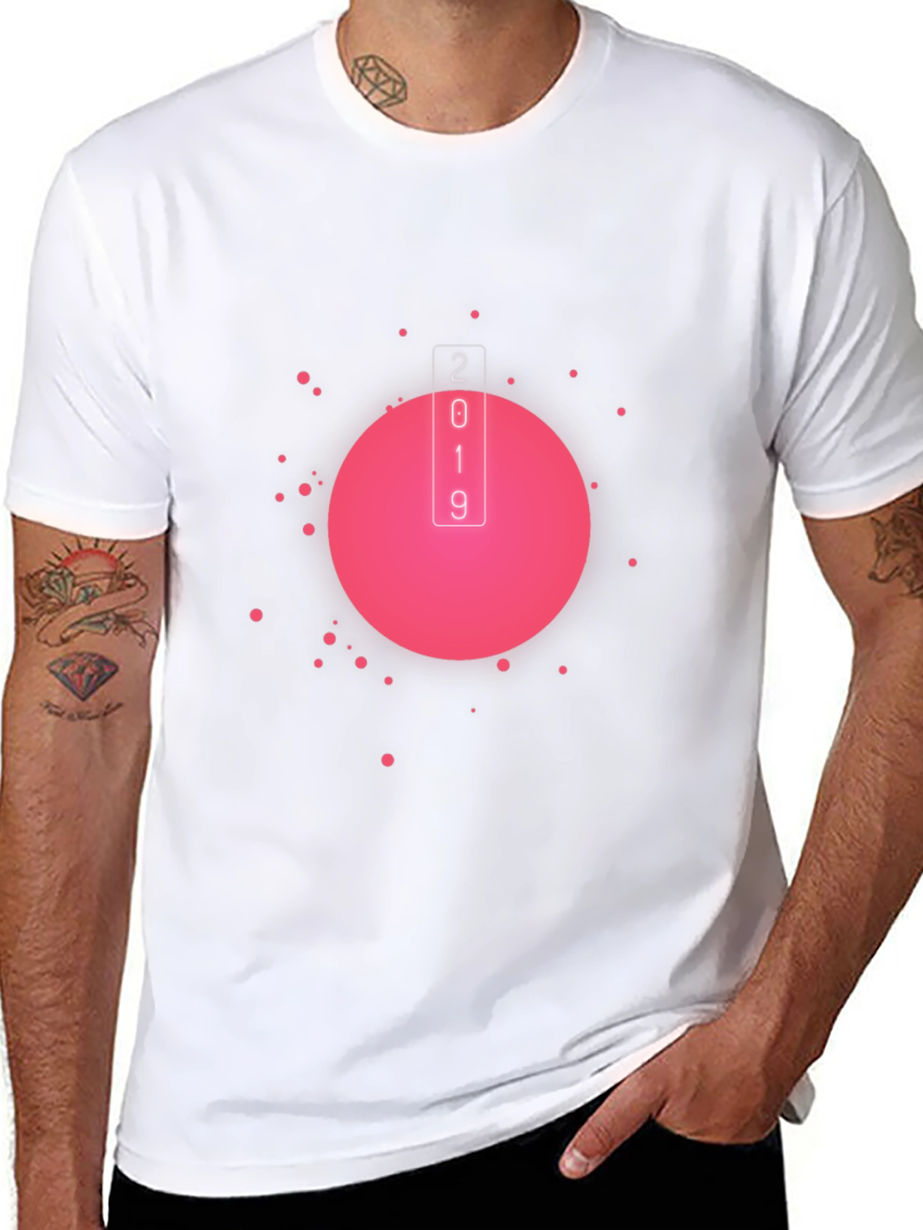Retro Pink Circle Black T-Shirt - 2019 Design