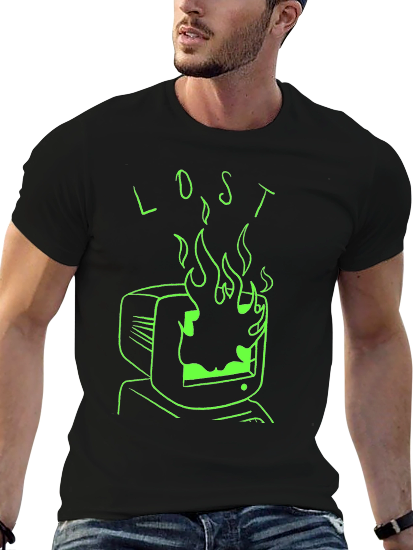 Lost in Flames Graphic Tee - Black T-Shirt