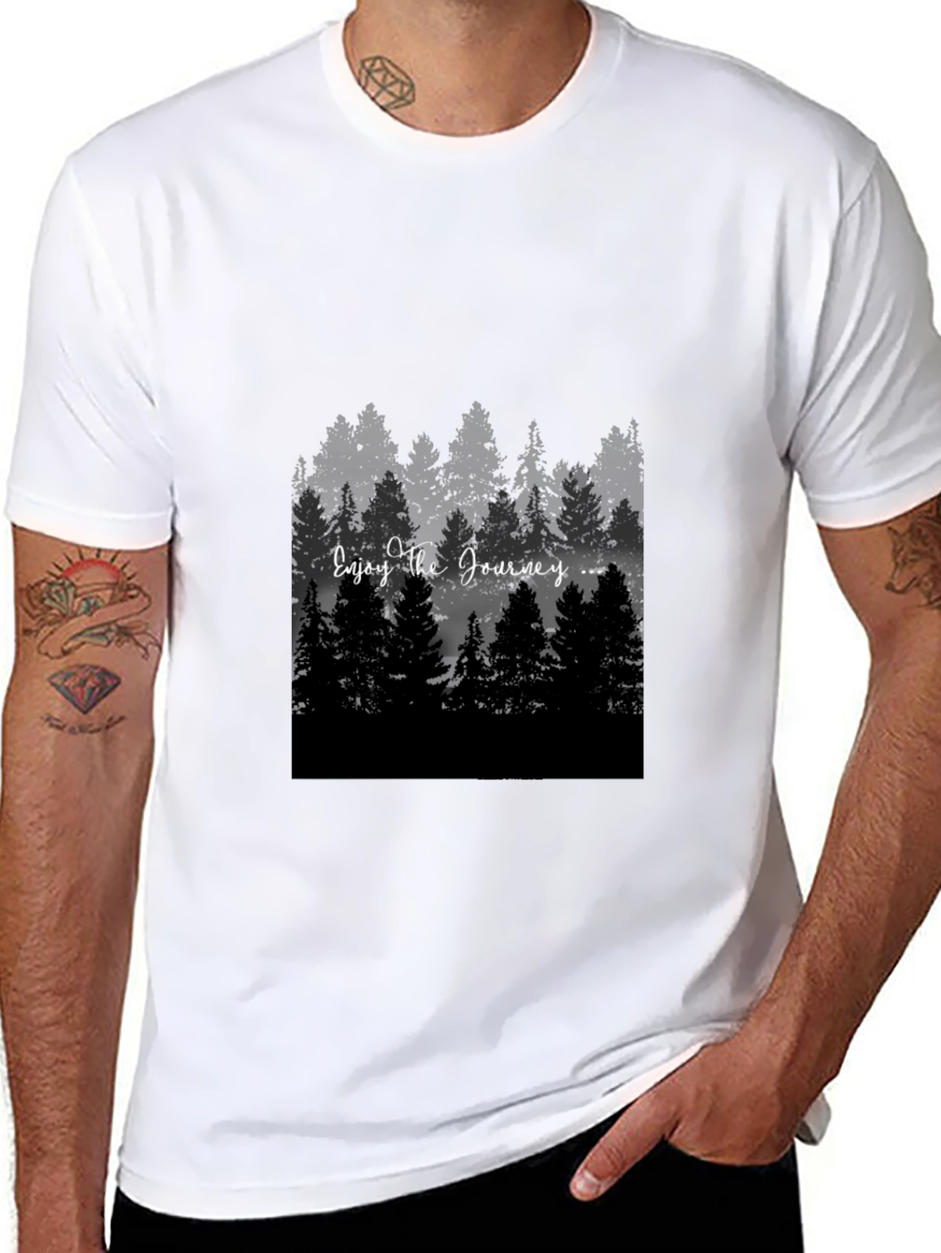Enjoy The Journey Forest Graphic Black T-Shirt
