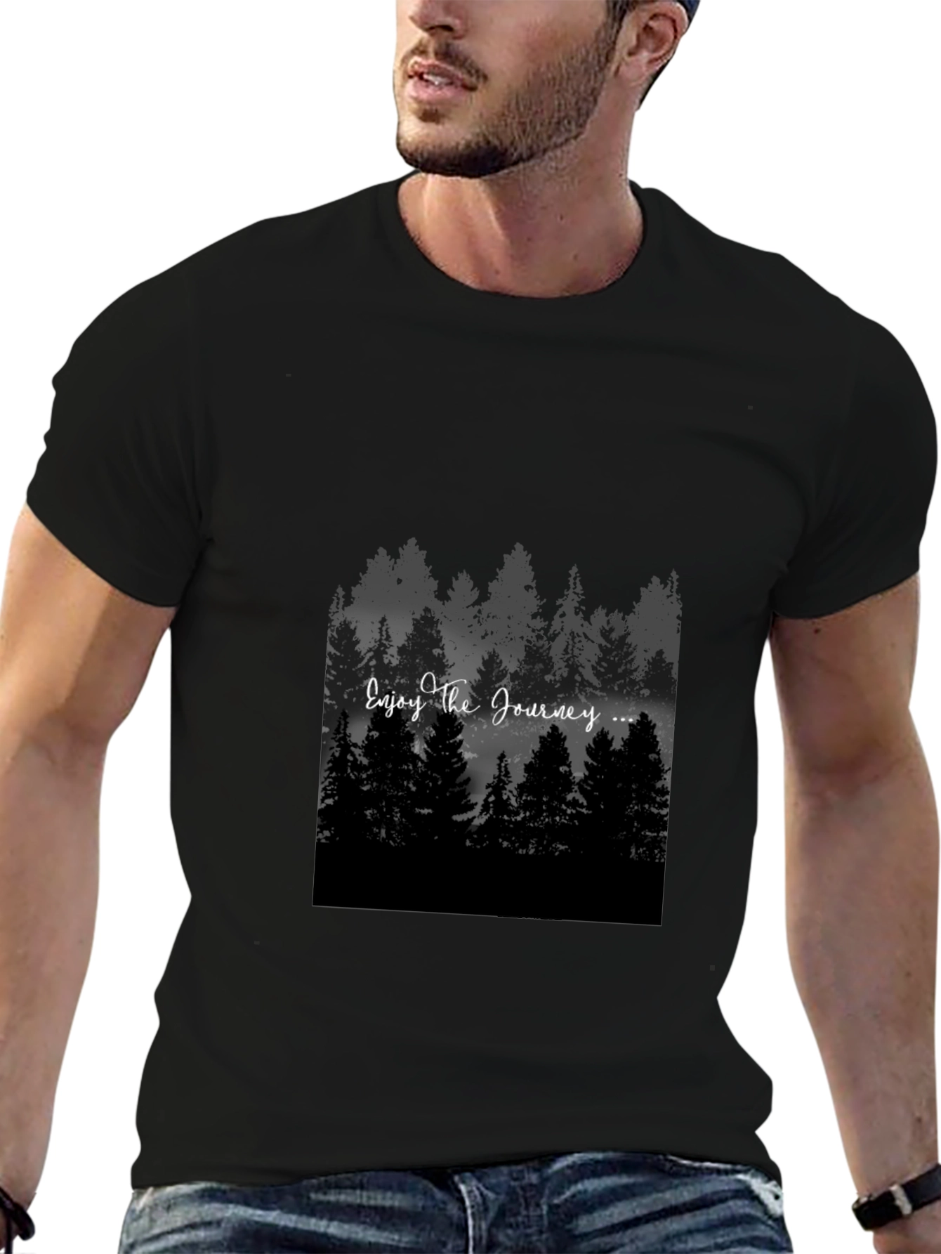 Enjoy The Journey Forest Graphic Black T-Shirt