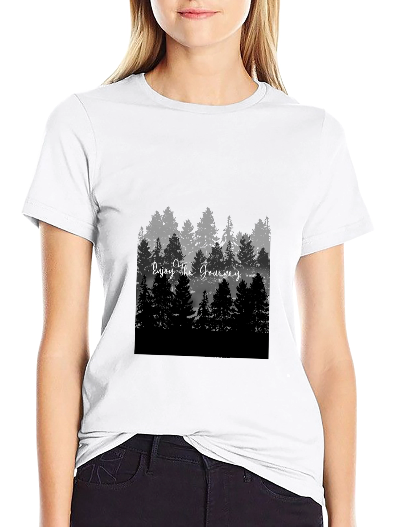 Enjoy The Journey Forest Graphic Black T-Shirt