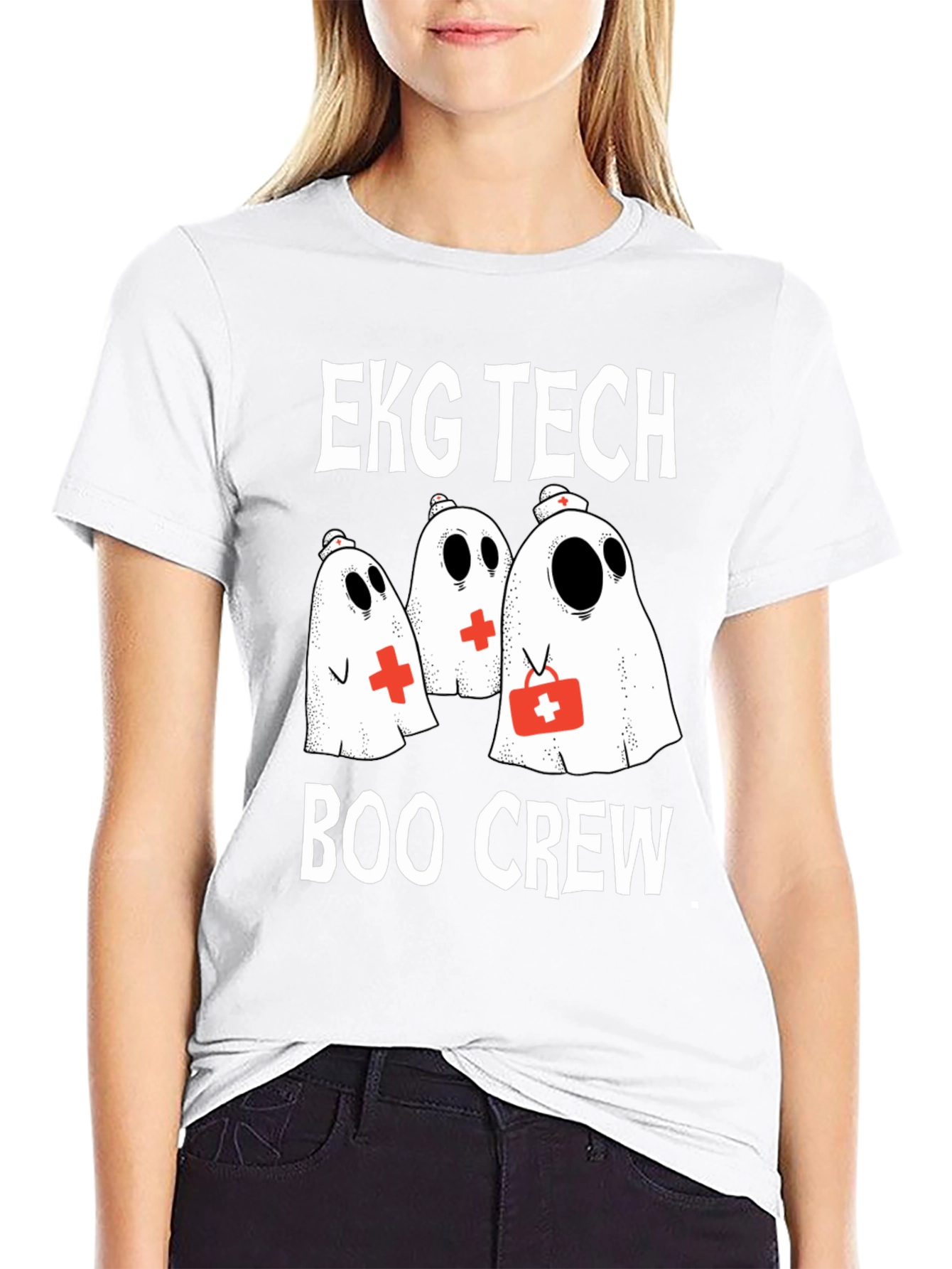 EKG Tech Boo Crew Ghost T-Shirt Halloween Nurse