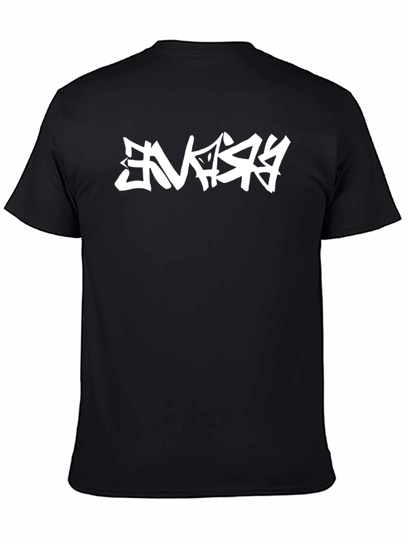 Urban Graphic Tee: Bold White Graffiti on Black